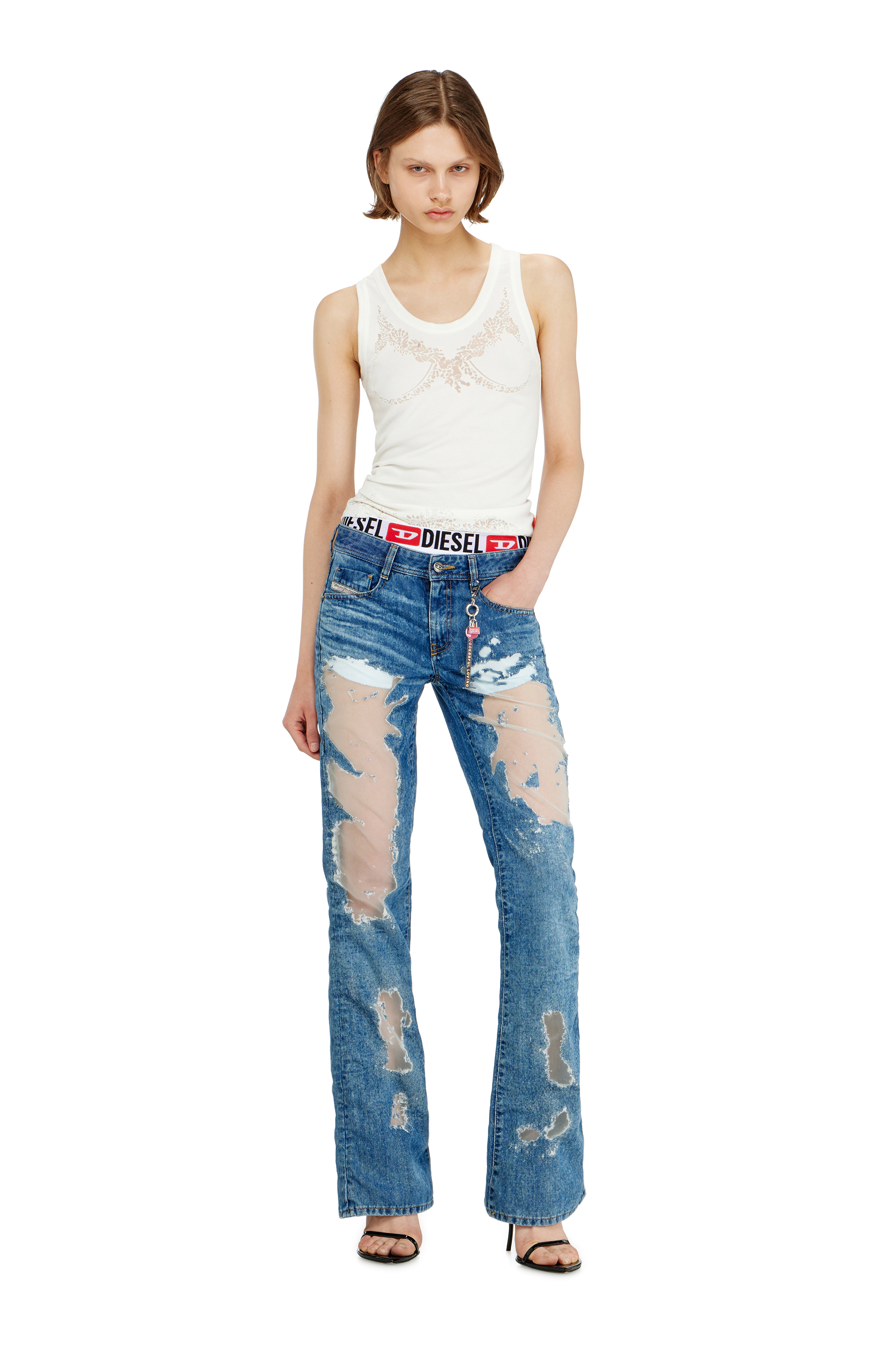 Diesel - TINDER CHARM, Porte-cl&eacute;s en m&eacute;tal d&eacute;grad&eacute; Mixte in Gris argent&eacute; - 2