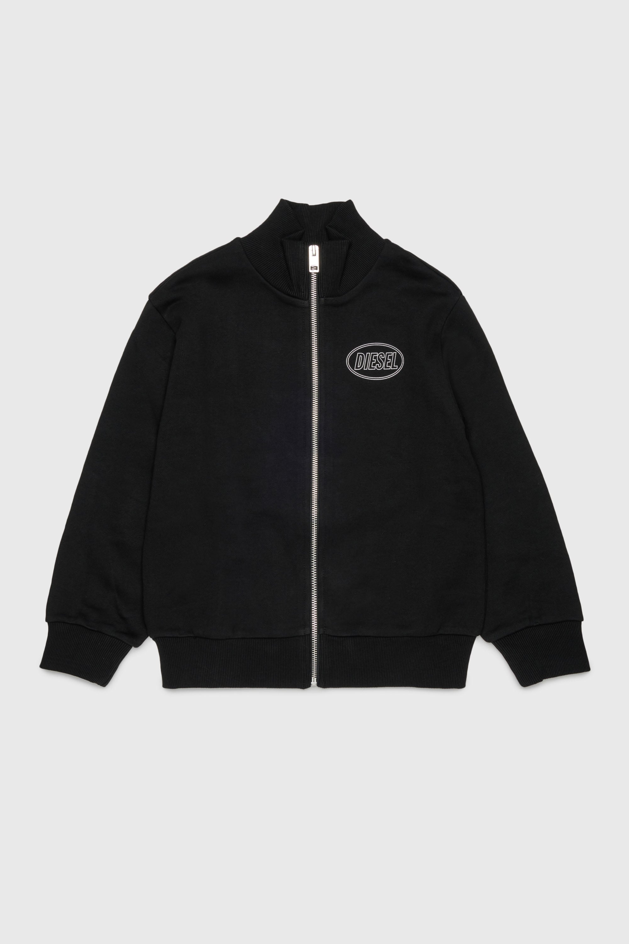 Diesel - SCIRCLEZIP OVER, Sweat-shirt en coton avec imprim&eacute; logo Homme in Noir - 1