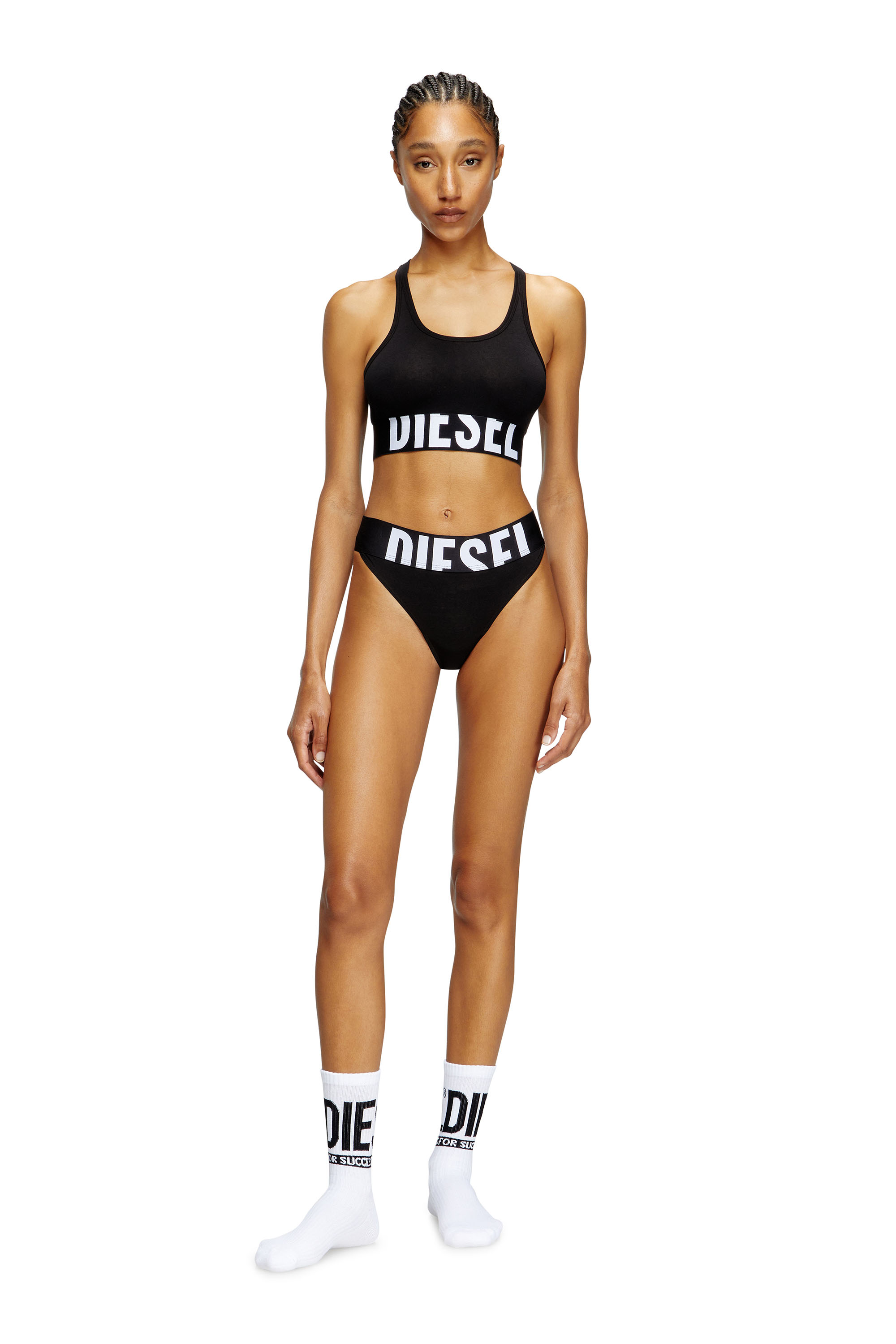 Diesel - UFSB-COTTON-RACE-BRALETTE-XL, Soutien-gorge de sport avec logo découpé Femme in Noir - 2