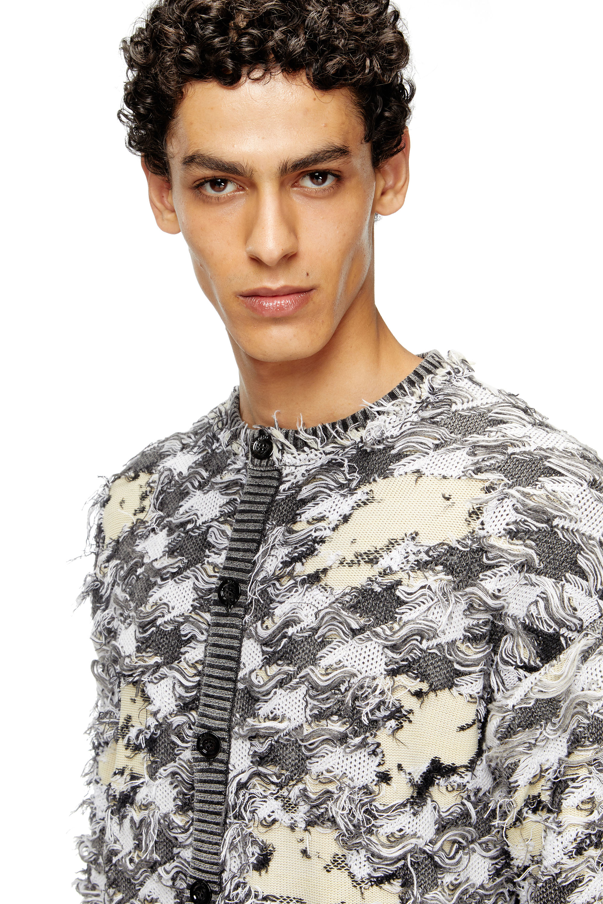 Diesel - K-VALBOR, Gilet en jacquard pied-de-poule dévoré Homme in Polychrome - 5