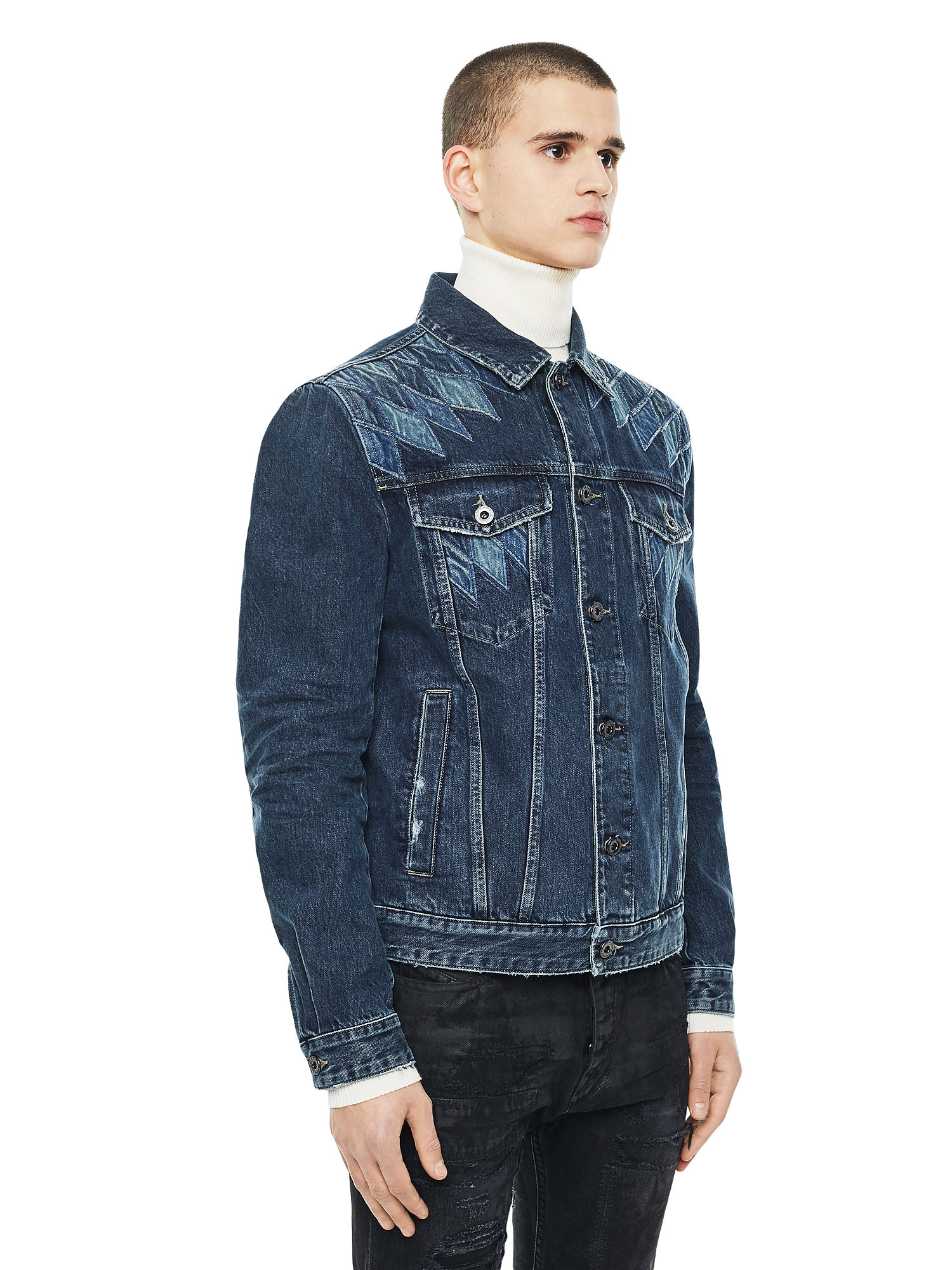 JONDER Men: Denim jacket with patchwork embroidery | Diesel