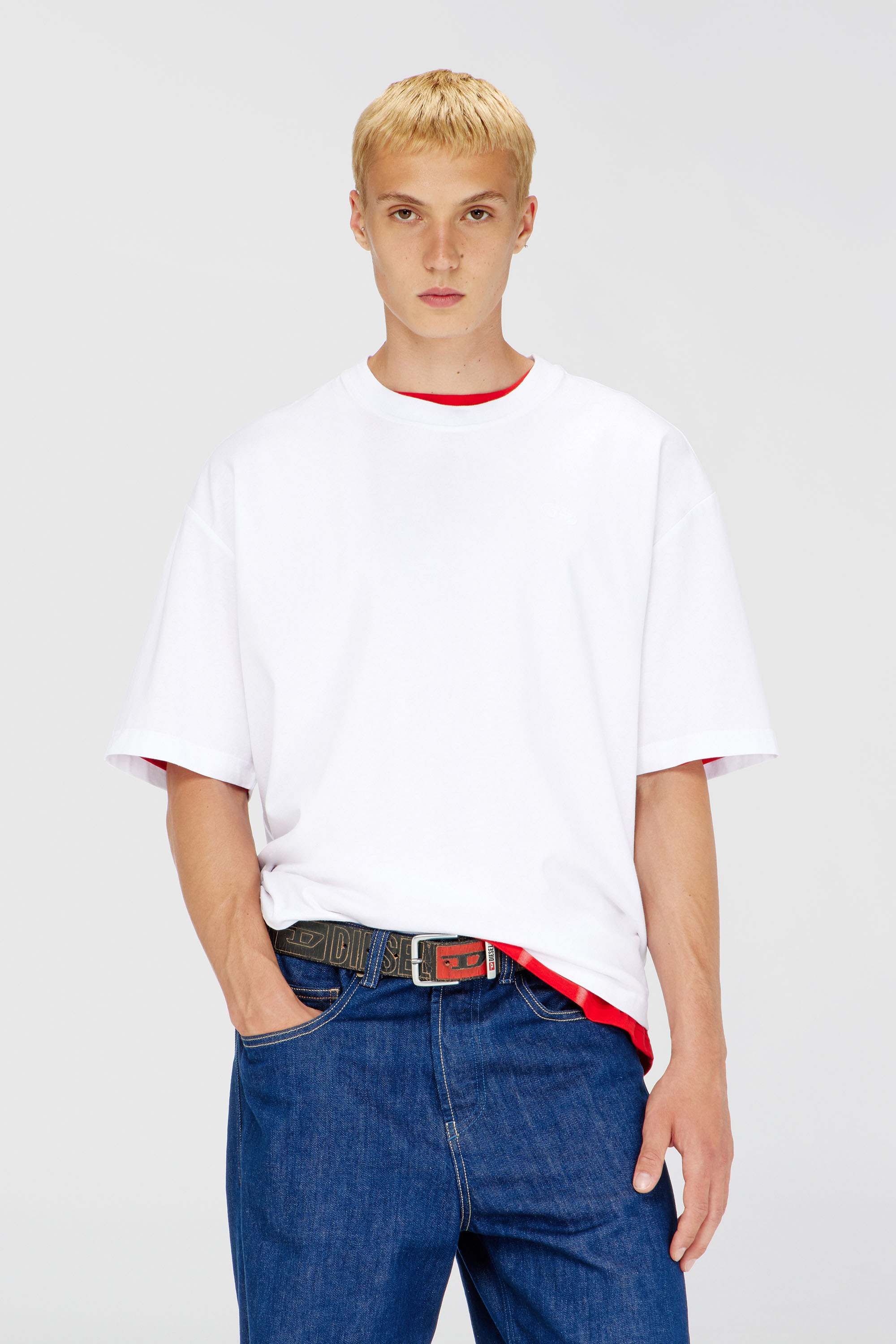 Diesel - T-BOGGY-MEGOVAL-D, Man's T-shirt with maxi oval D embroidery in White - 1