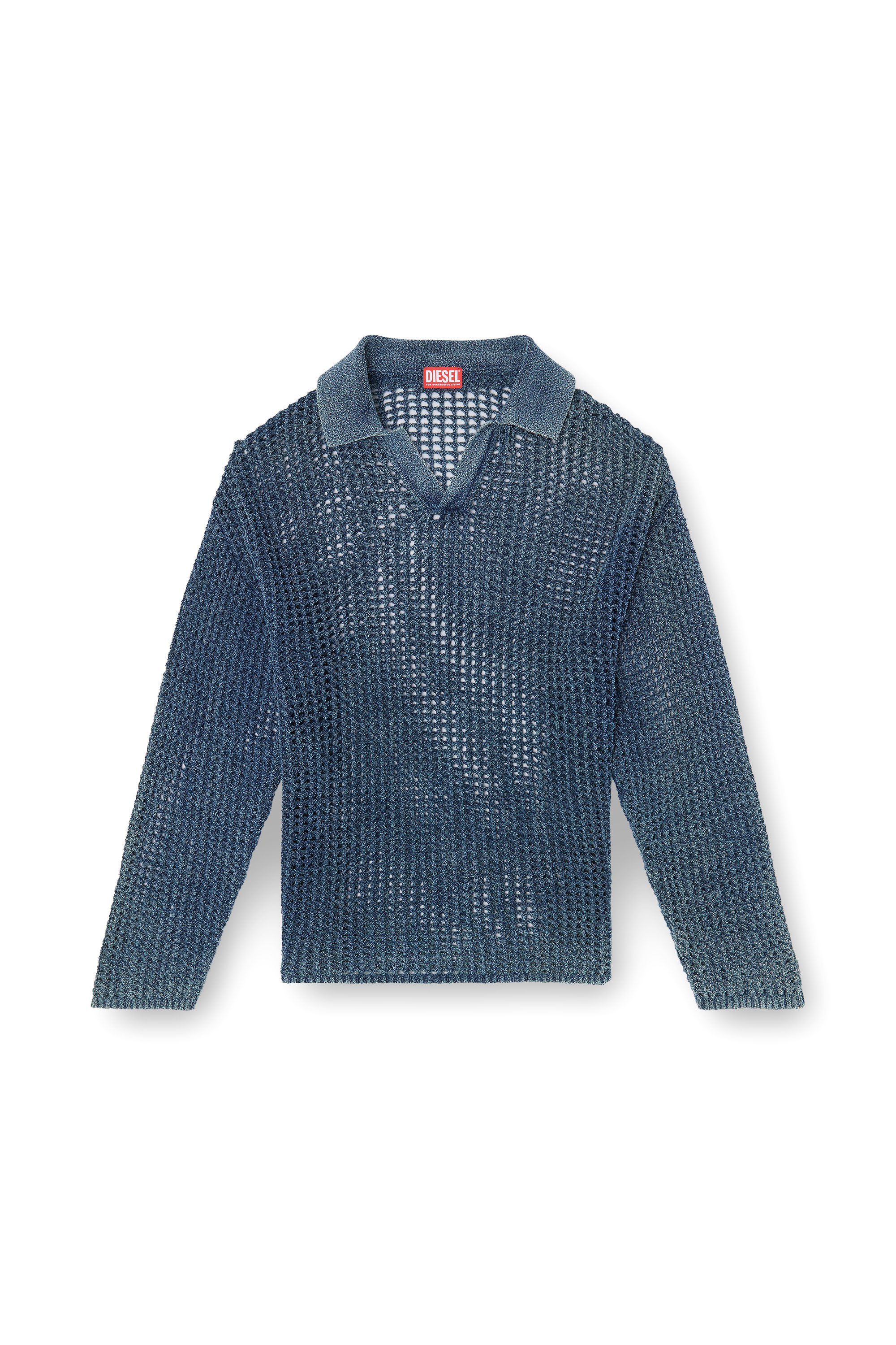 Diesel - K-SQUARED, Pull polo en tricot ouvert en fil de denim Homme in ToBeDefined - 3