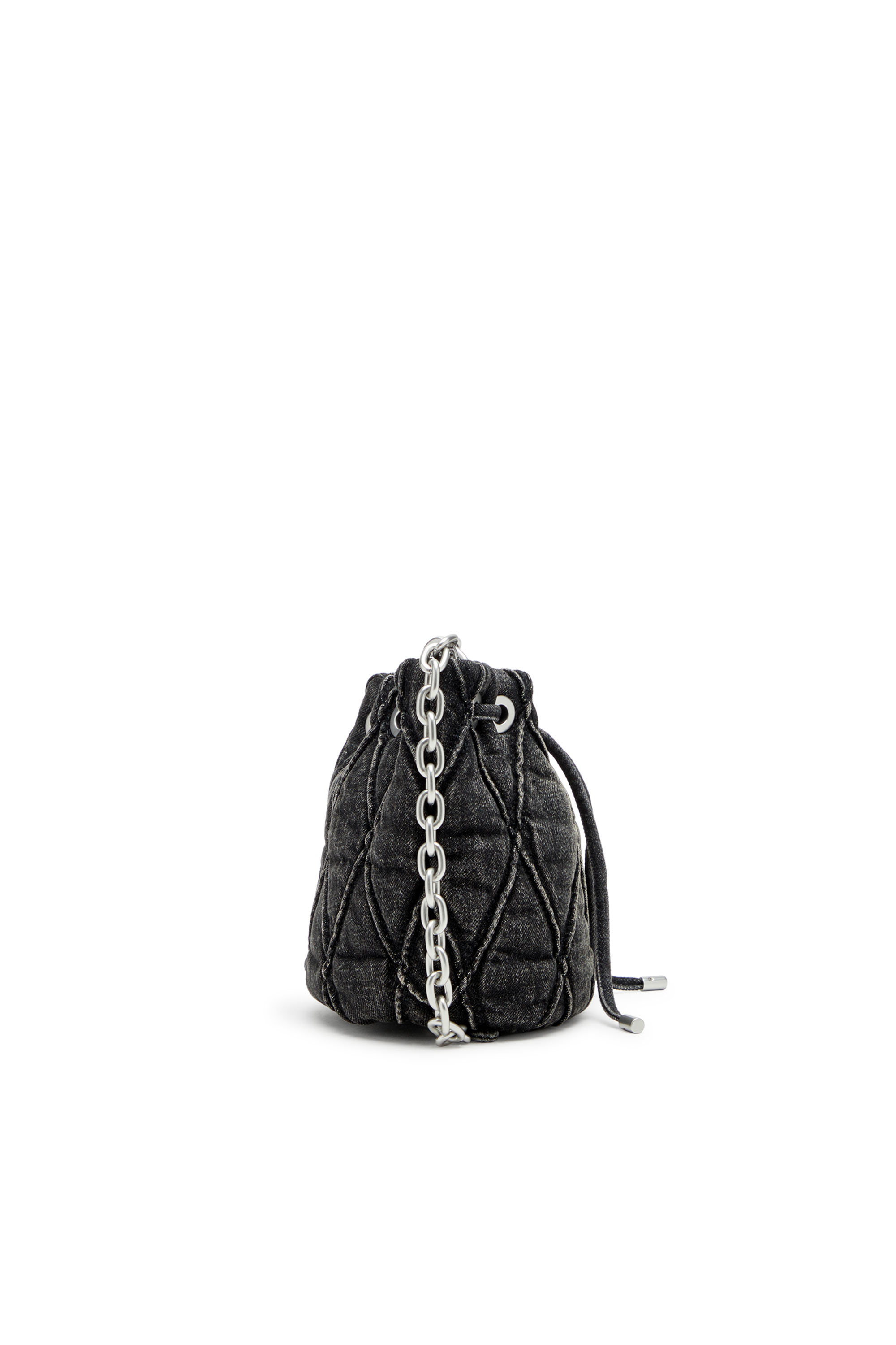 Diesel - CHARM-D BUCKET S, Charm-D S-Mini sac seau en denim matelassé traité Femme in Noir - 4