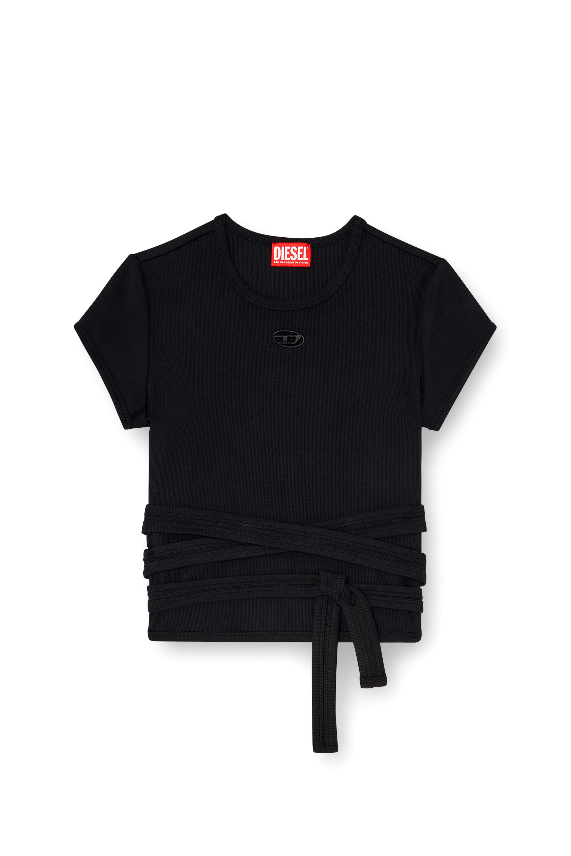 Diesel - T-BUNNY-TAIL-S1, Haut c&ocirc;tel&eacute; avec lacets enveloppants Femme in Noir - 2