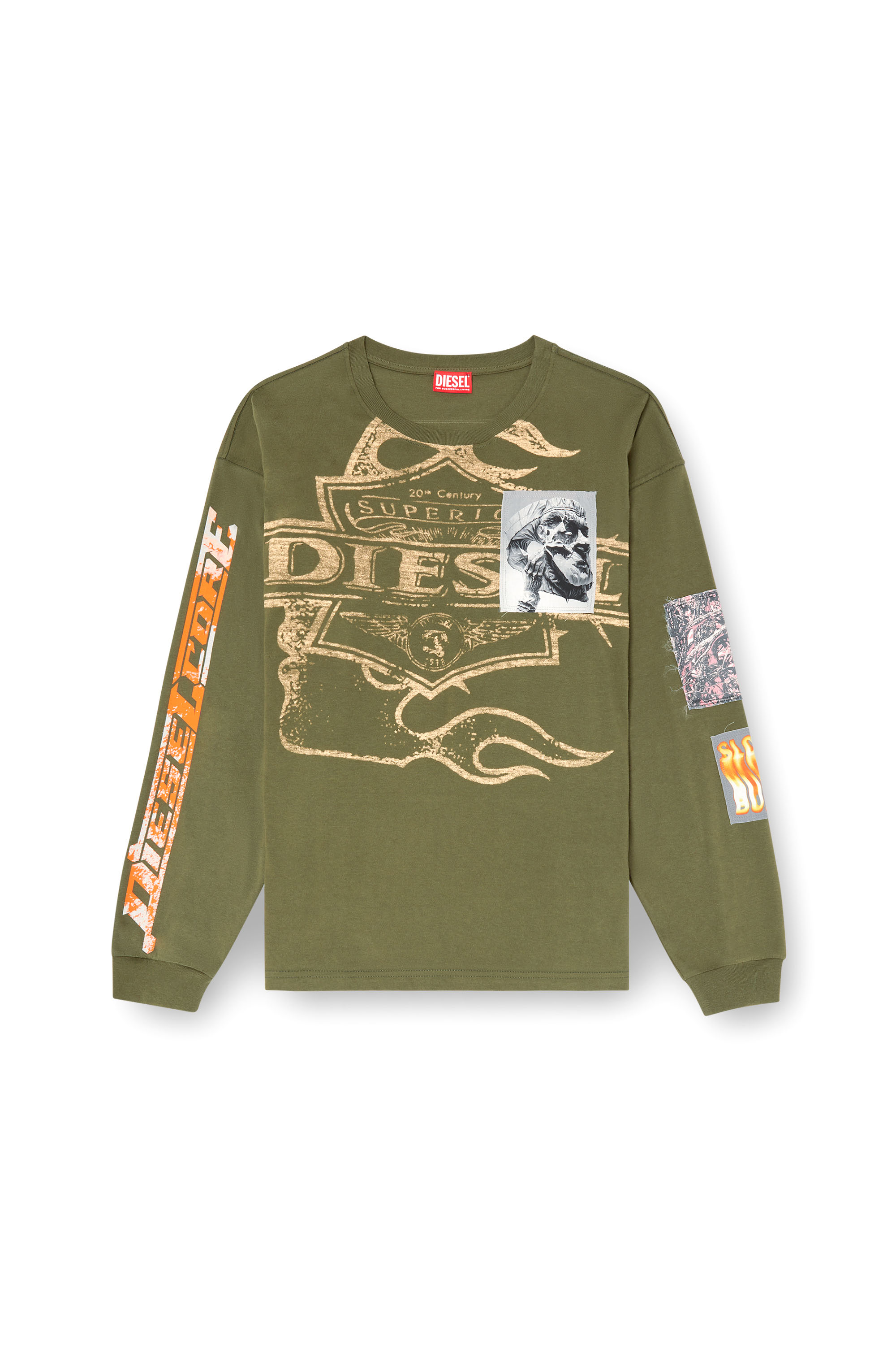 Diesel - T-BOXT-LS-SLITS-R5, Long-sleeve T-shirt with graphic patches Homme in ToBeDefined - 3