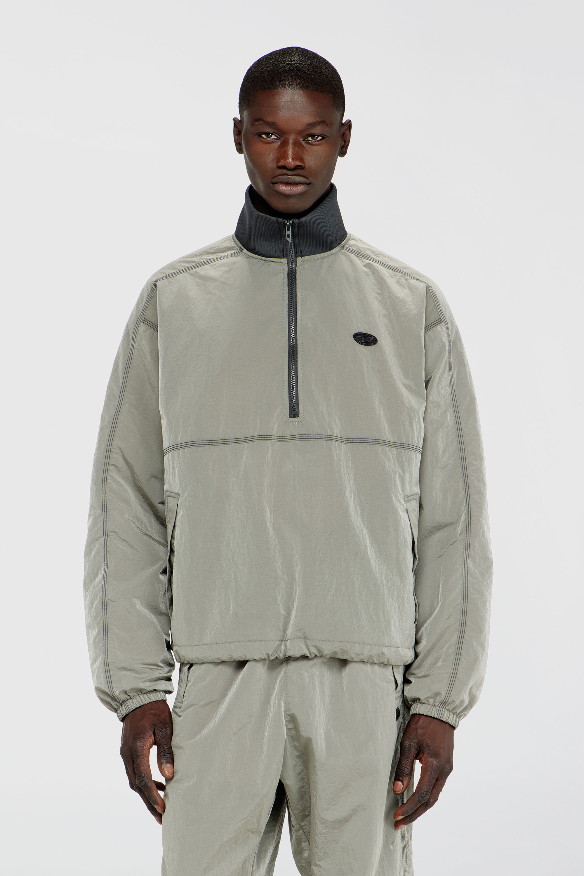 Diesel - J-ANOK, Veste en nylon &agrave; effet froiss&eacute; Homme in Gris - 3