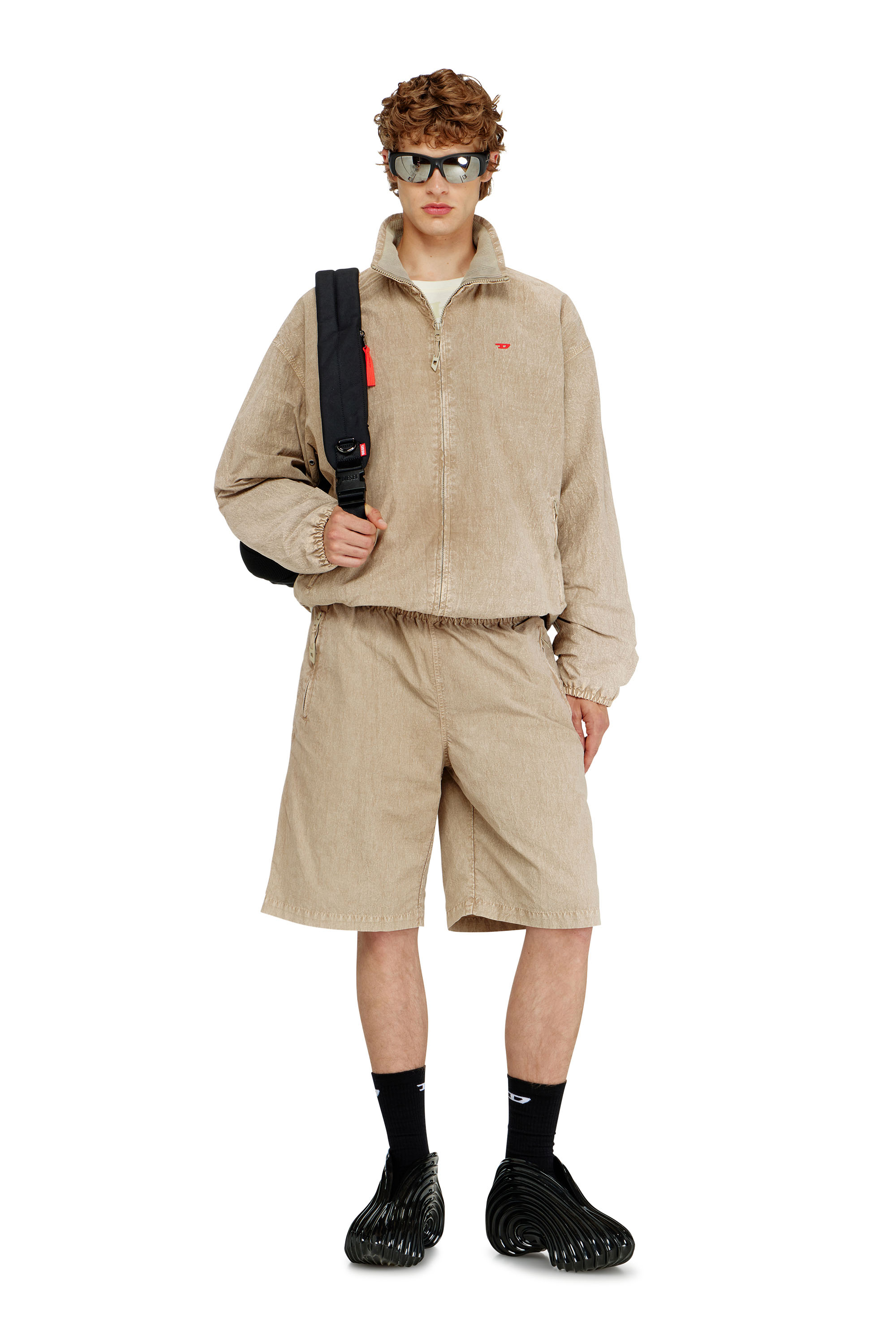 Diesel - J-CORSE-PLBH, Man's Treated taslan jacket with treated finish in Beige - 2