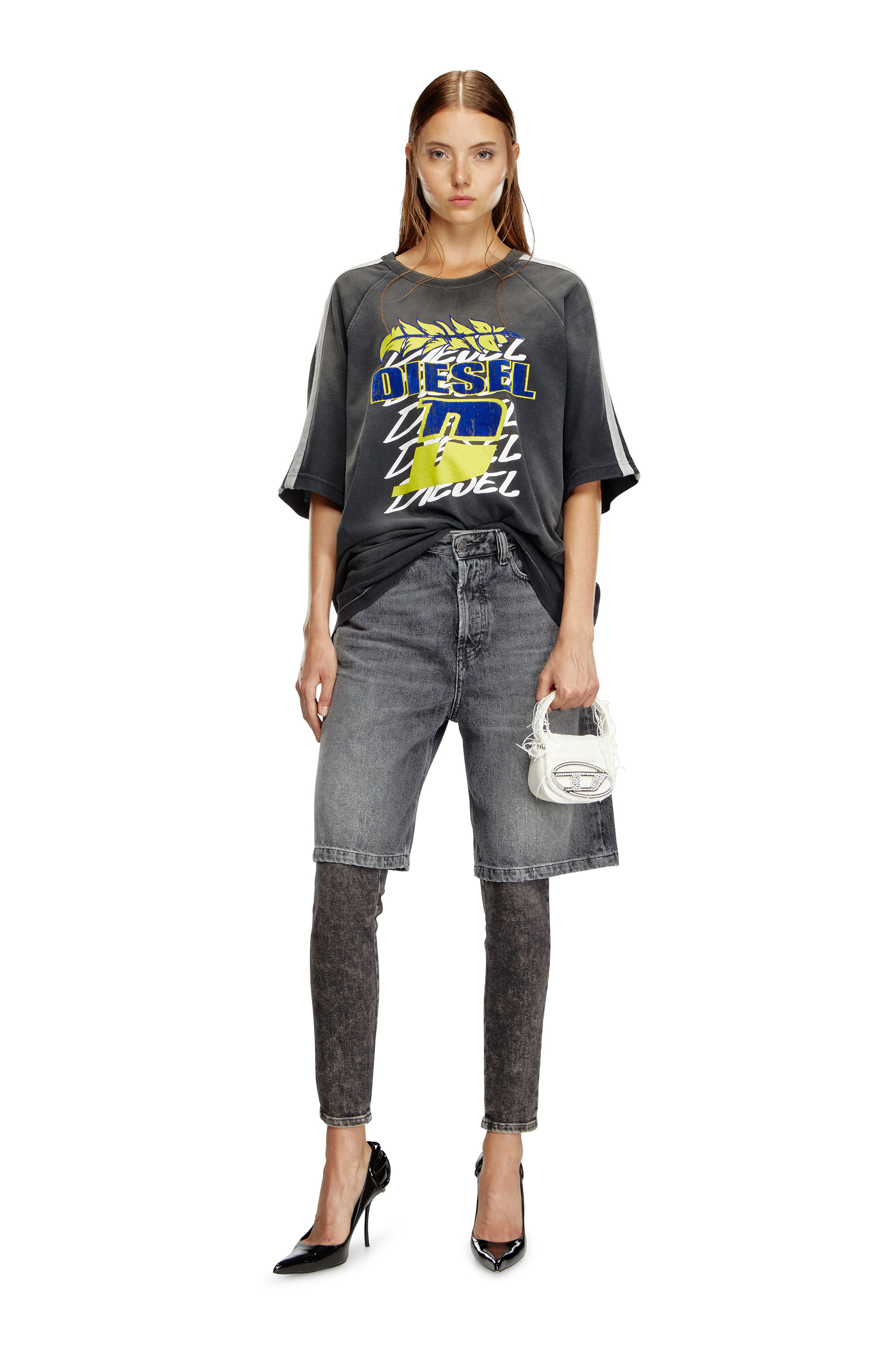 Diesel - 1DR XS, 1DR XS-Mini sac embl&eacute;matique en toile et cuir Femme in Blanc - 1