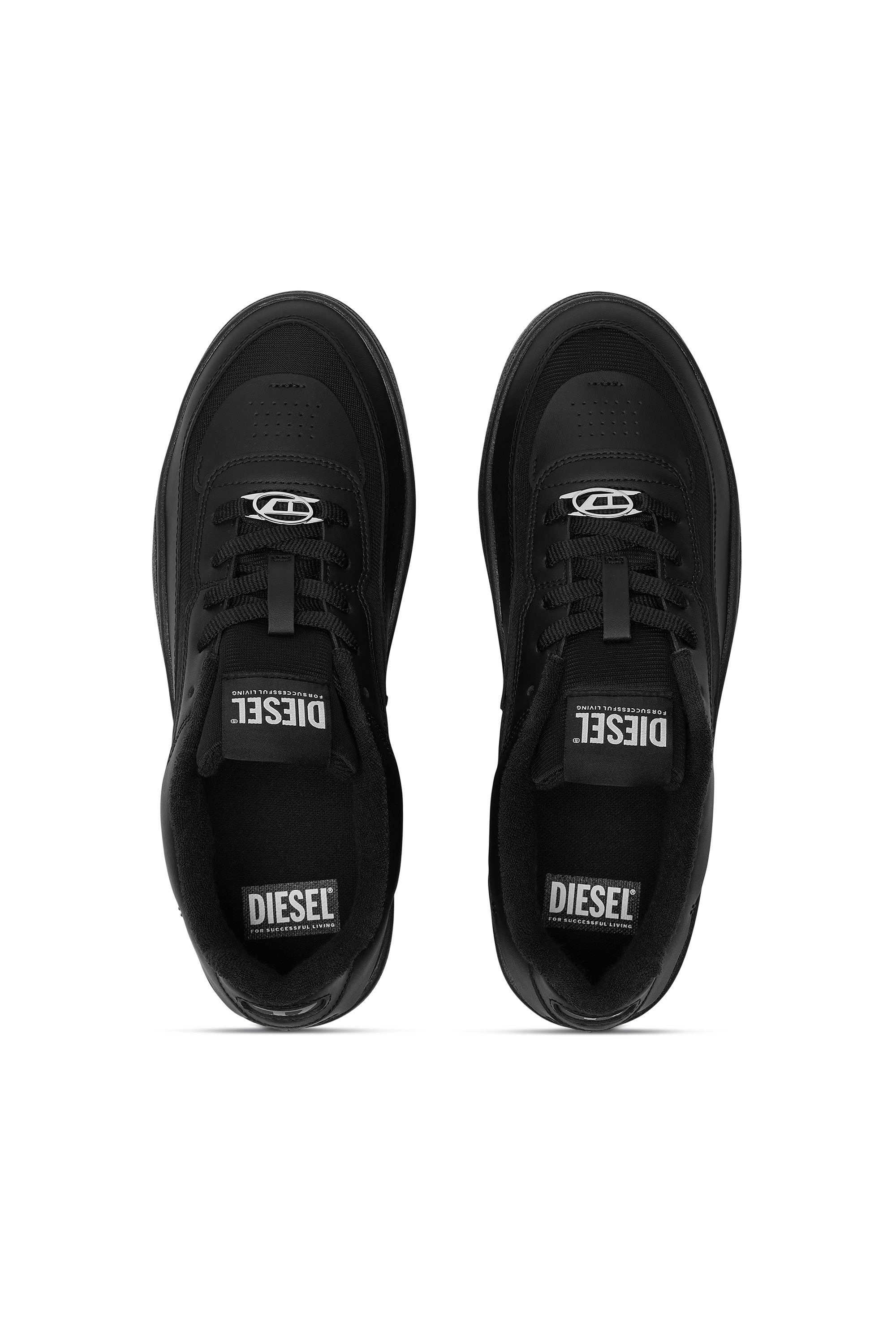S-OVAL SKATE LOW, Noir Diesel - S-OVAL SKATE LOW, S-Oval Skate-Sneakers en cuir avec empiècements en tissu Homme in Noir - 4