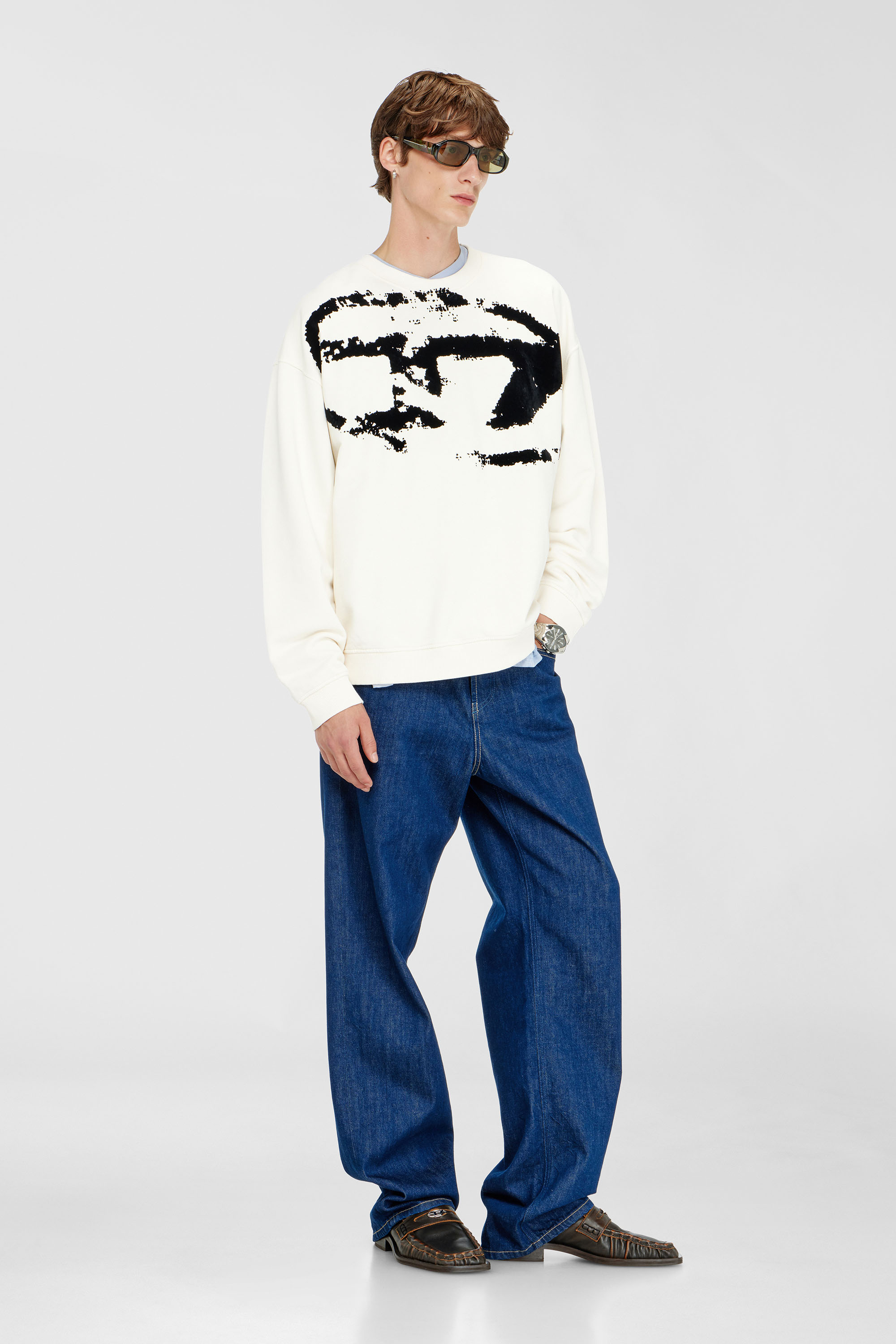 Diesel - S-BOXT-N5, Sweat-shirt en coton avec D ovale floqu&eacute; Homme in Polychrome - 2