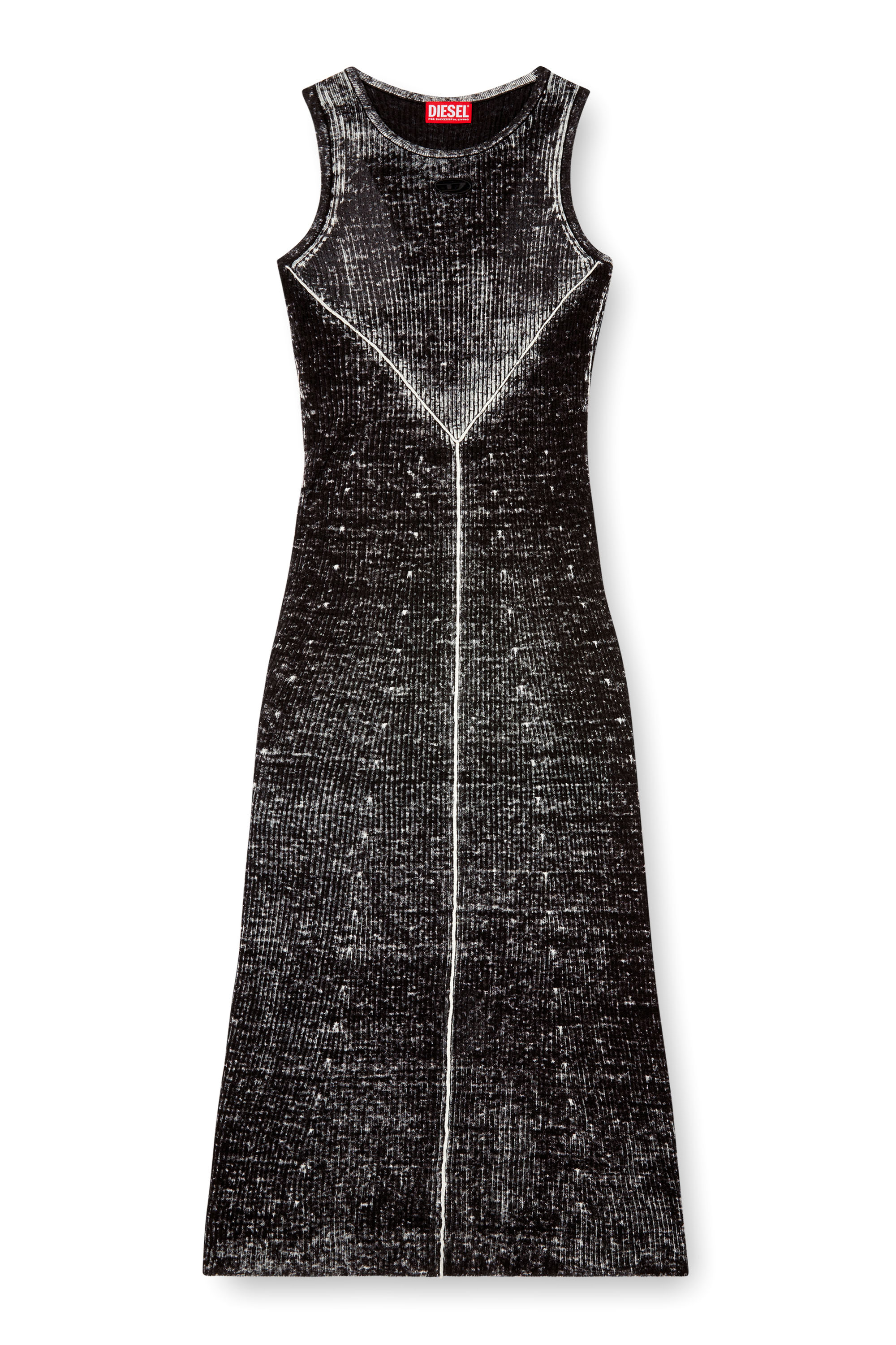 Diesel - M-RAB, Robe en lin tricoté avec logo cut-out Femme in Noir - 2
