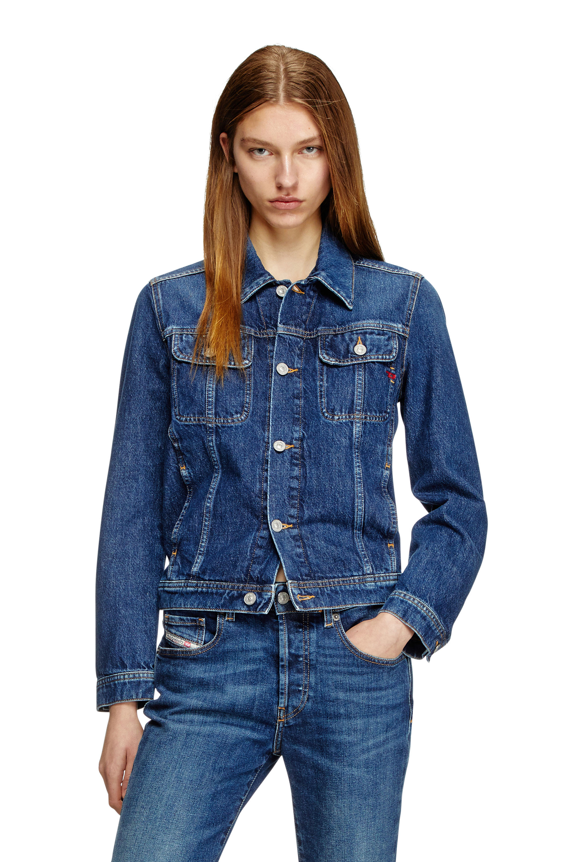 Diesel - DE-BONNY, Veste trucker en denim Femme in Bleu - 1