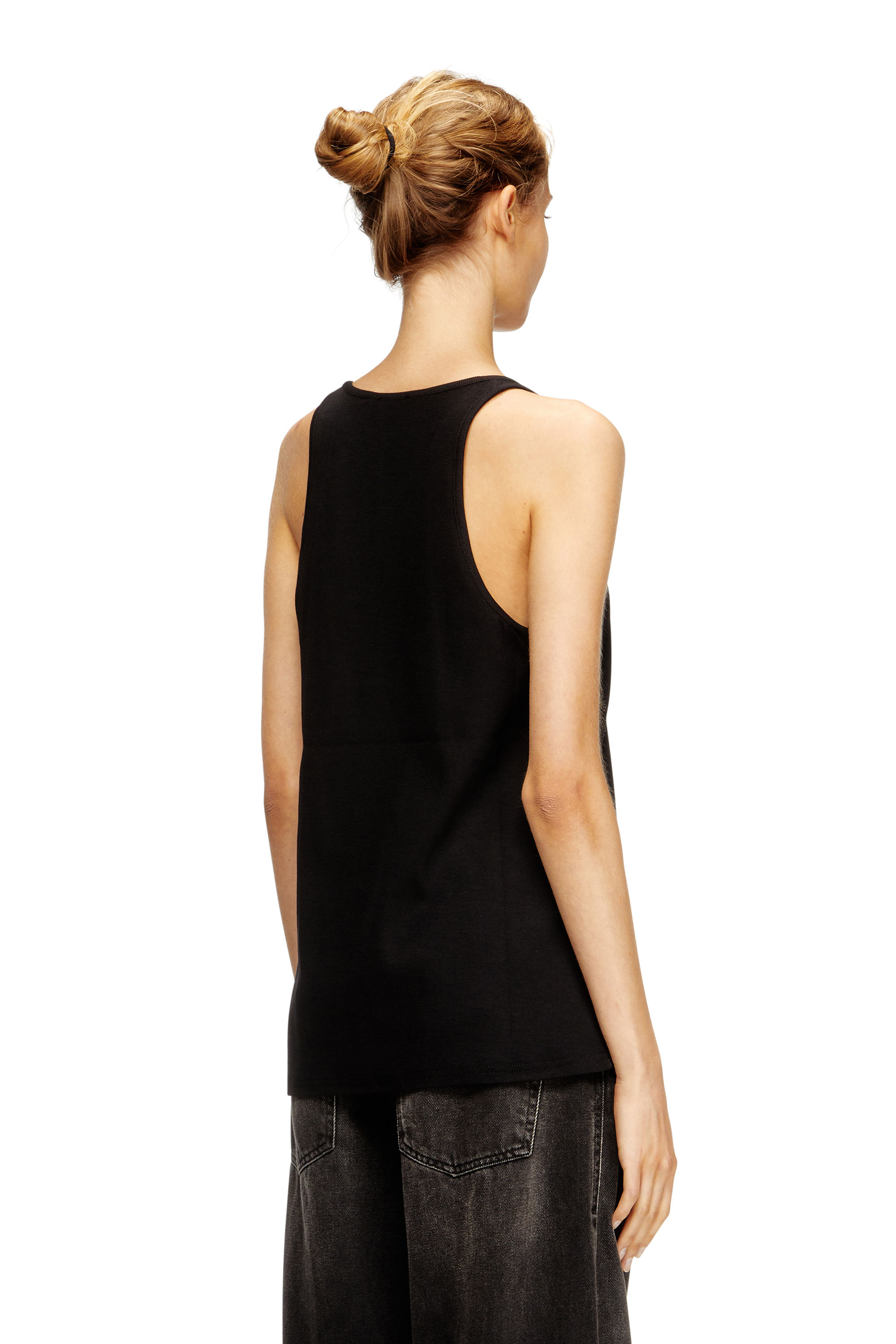 Diesel - T-IPSYA-LKDS, Débardeur côtelé avec Oval D Femme in Noir - 2