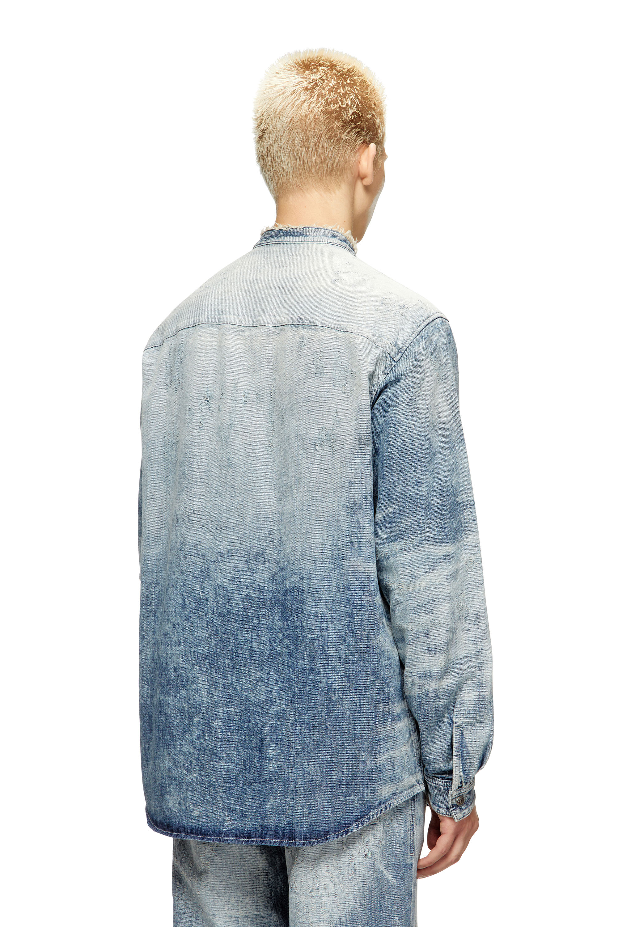 Diesel - D-SIMP-FSH, Chemise en denim nid d'abeille effet vieilli Homme in Bleu - 4