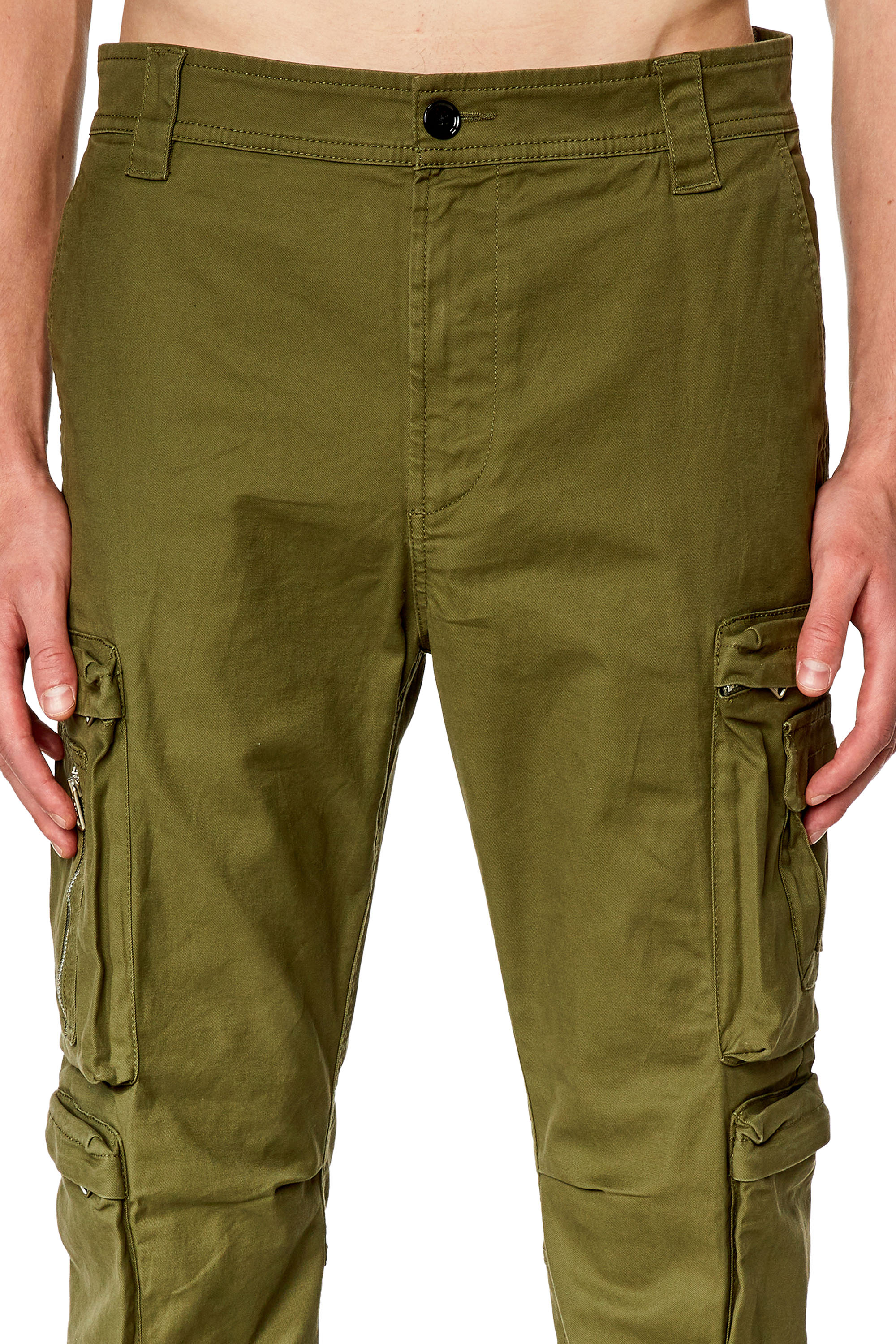 Diesel - P-ARLEM, Pantalon cargo avec poche zipp&eacute;e Homme in Vert - 5
