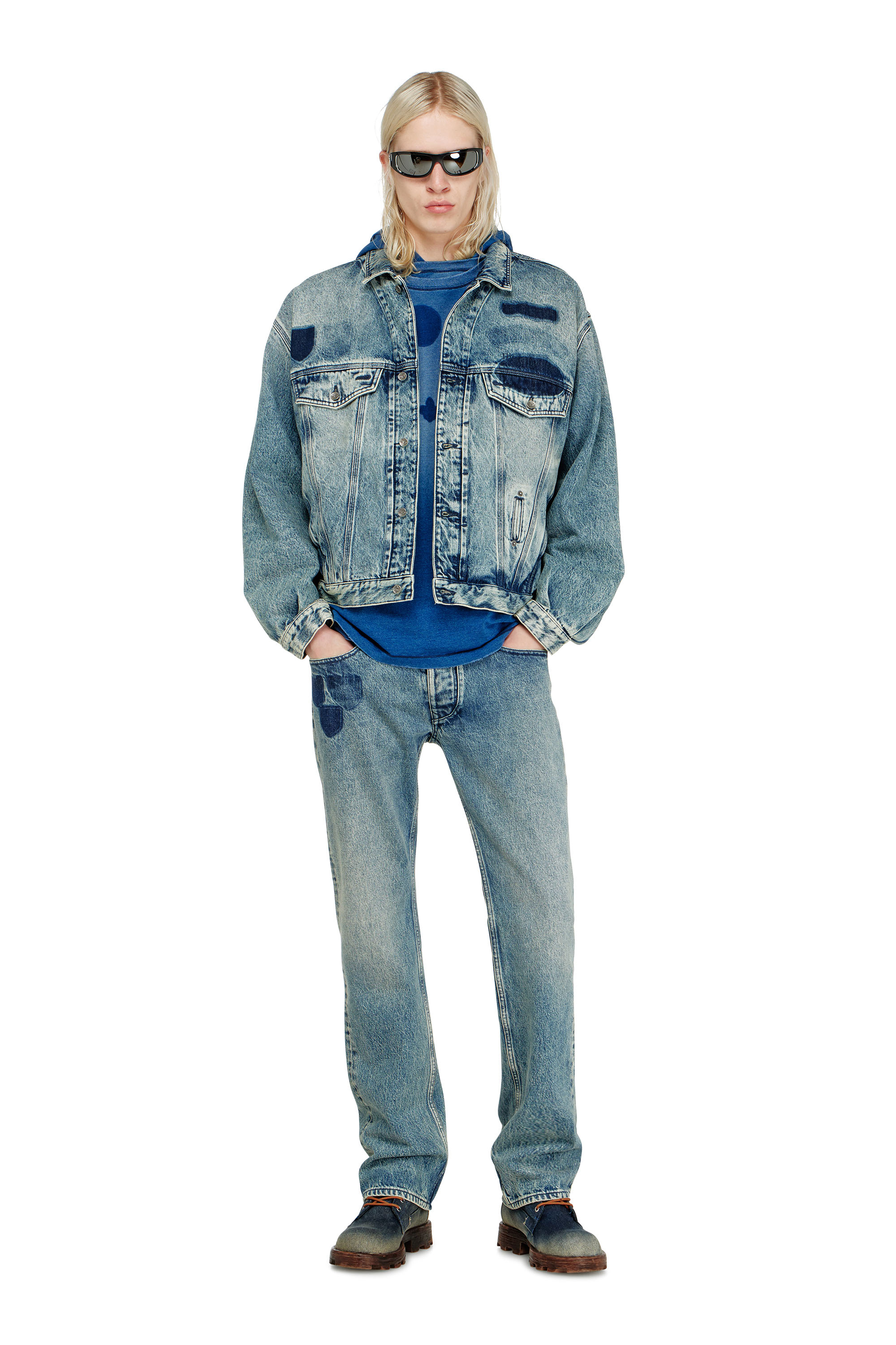 Diesel - T-NOX, T-shirt avec patchs effet ombre Homme in Bleu - 2