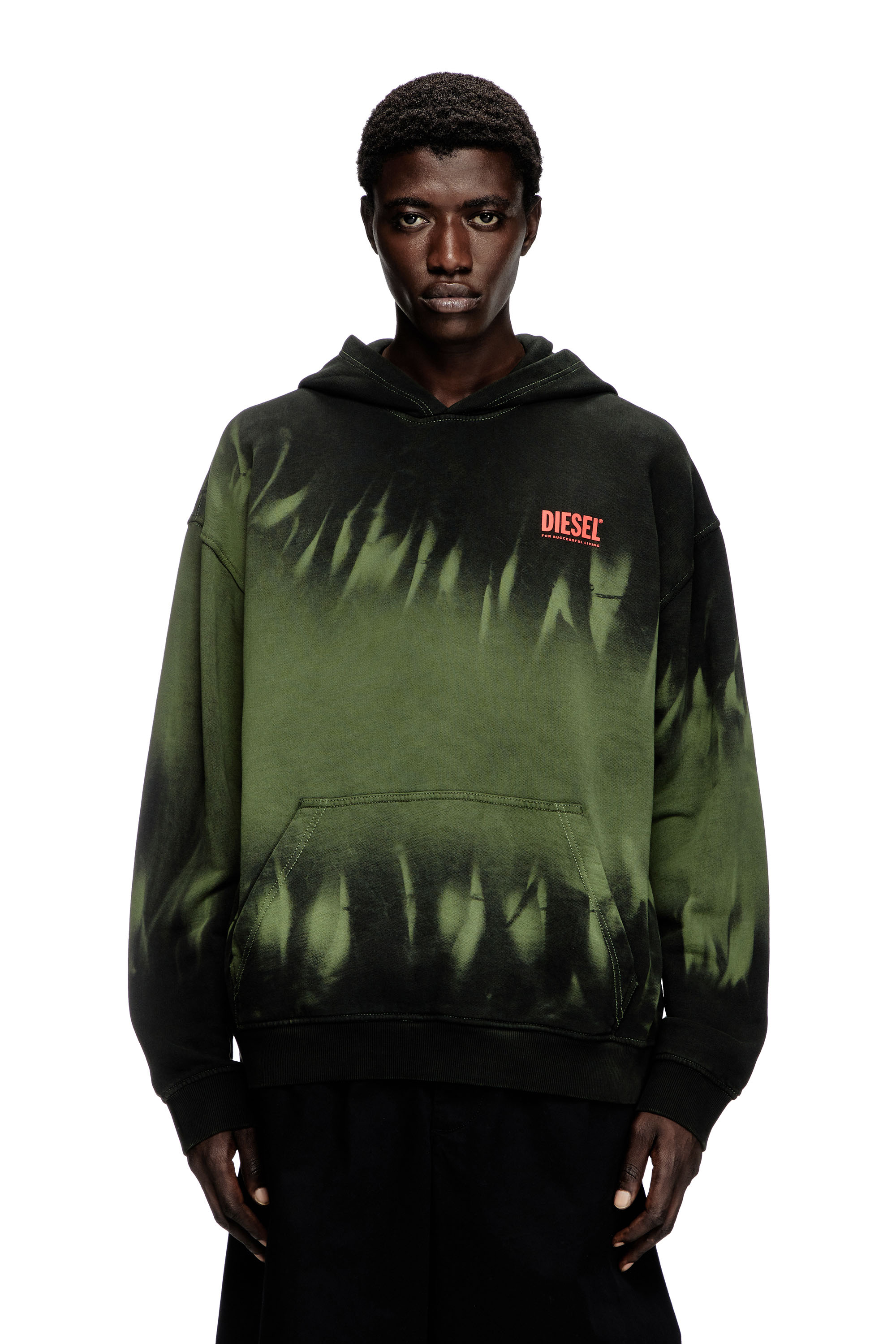 Diesel - S-BOXT-HOOD-R2, Sweat-shirt à capuche tie-dye avec logo imprimé Homme in Polychrome - 1