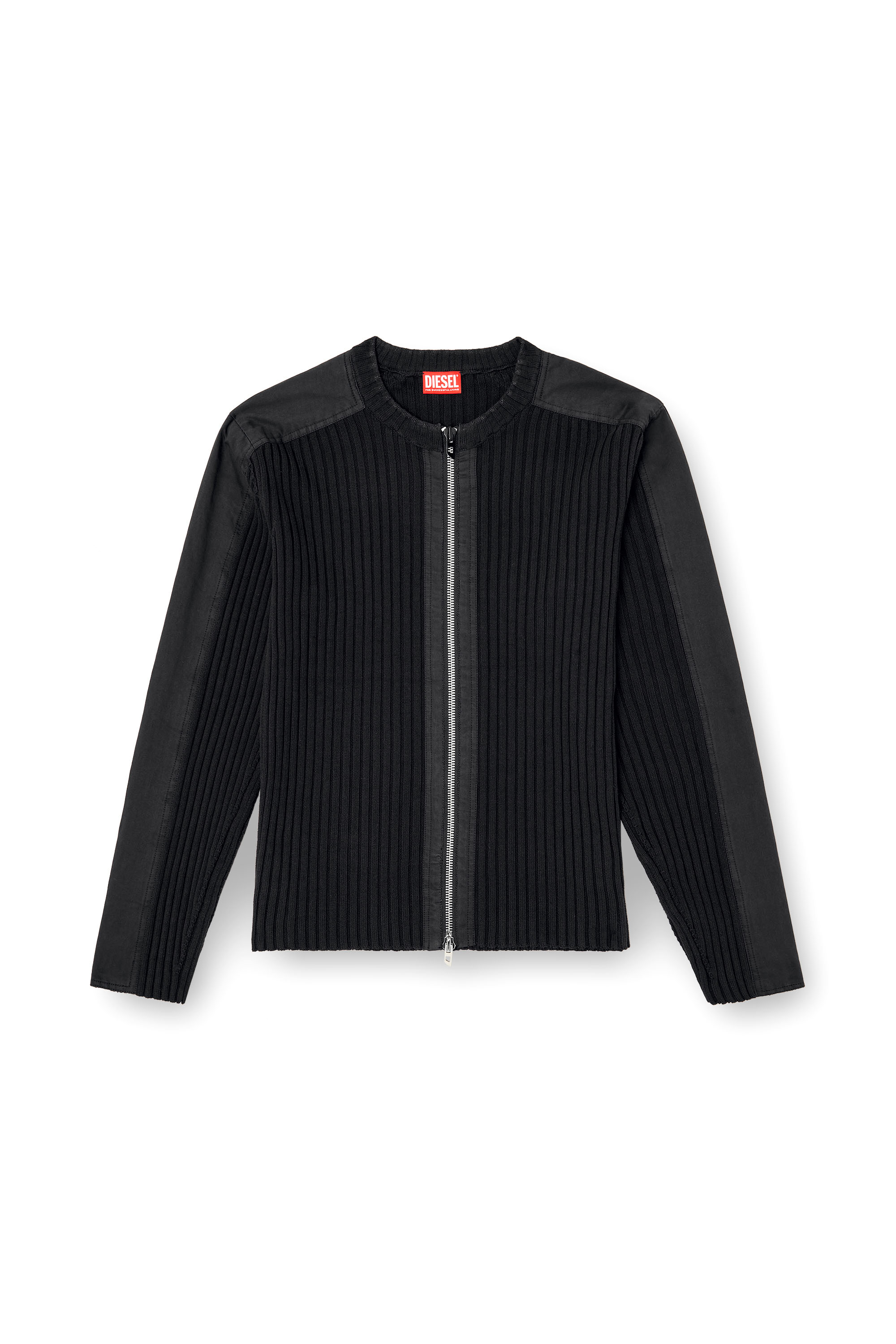 Diesel - K-MATTY, Cardigan zipp&eacute; avec empi&egrave;cements utilitaires Homme in Noir - 2