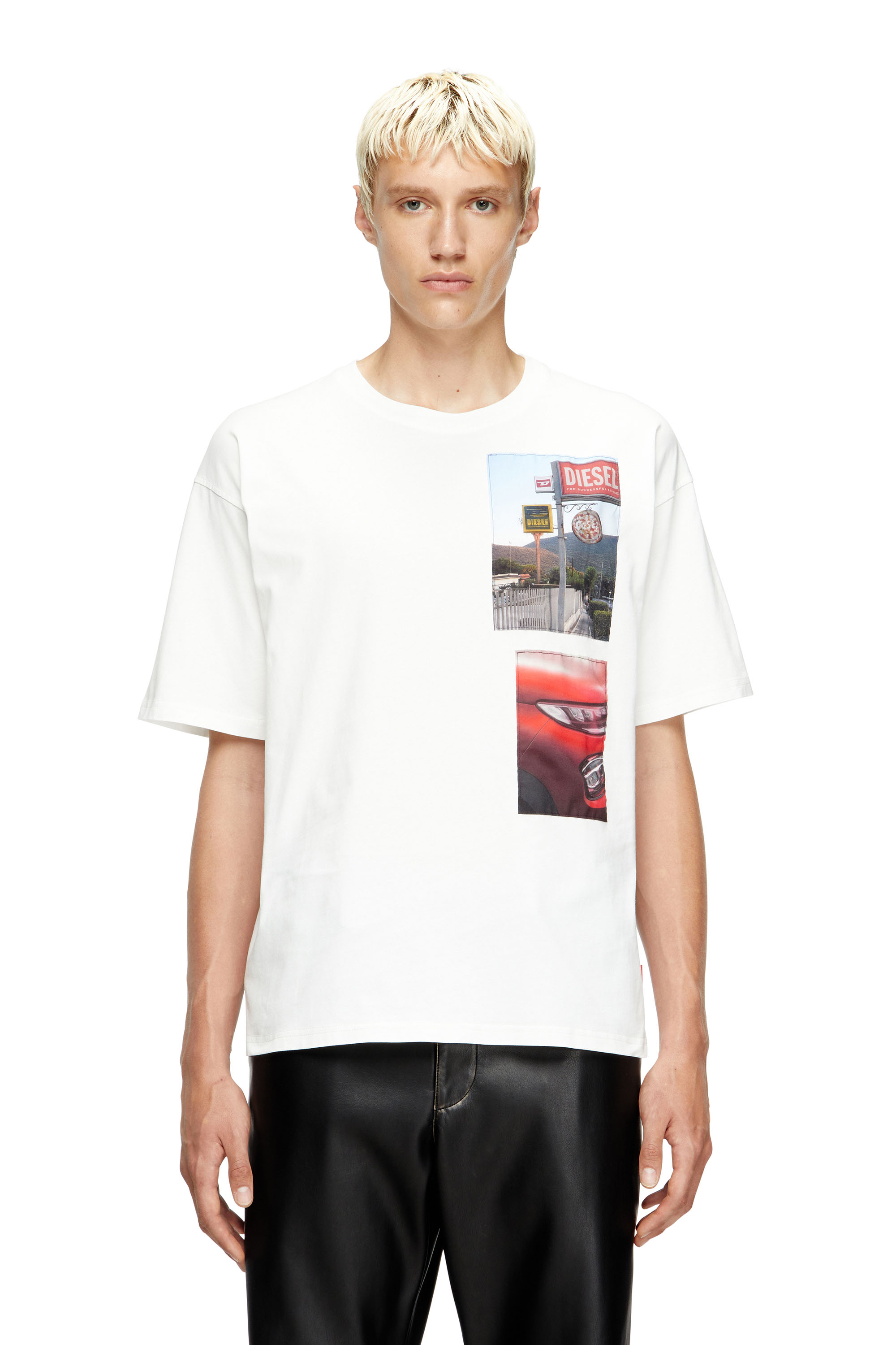 Diesel - T-BOXT-T3, T-shirt avec empiècements photo de logo Homme in Blanc - 3