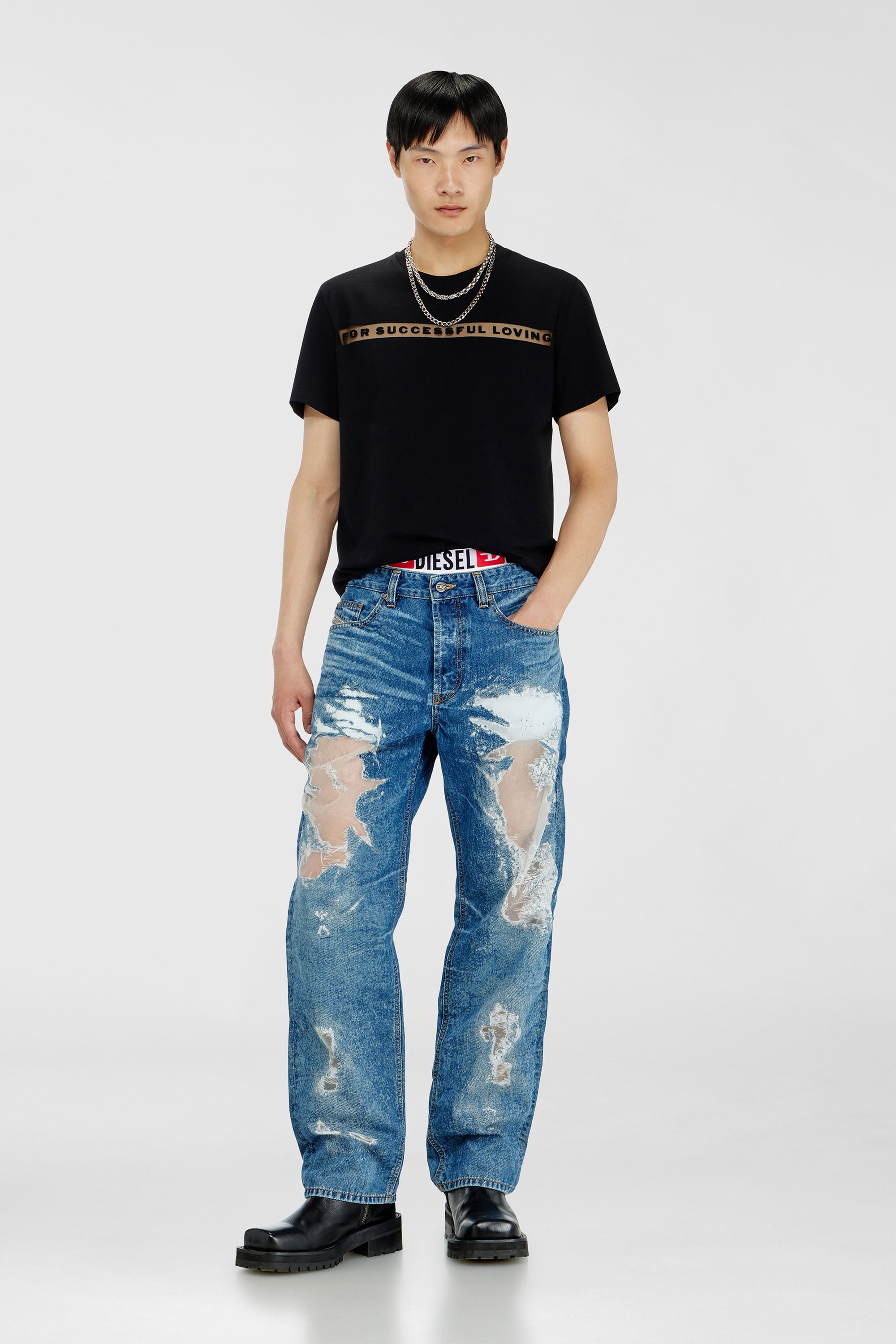 Diesel - PR-T-NOTS-CHI-R, T-shirt avec logo For Successful Loving Mixte in Noir - 1