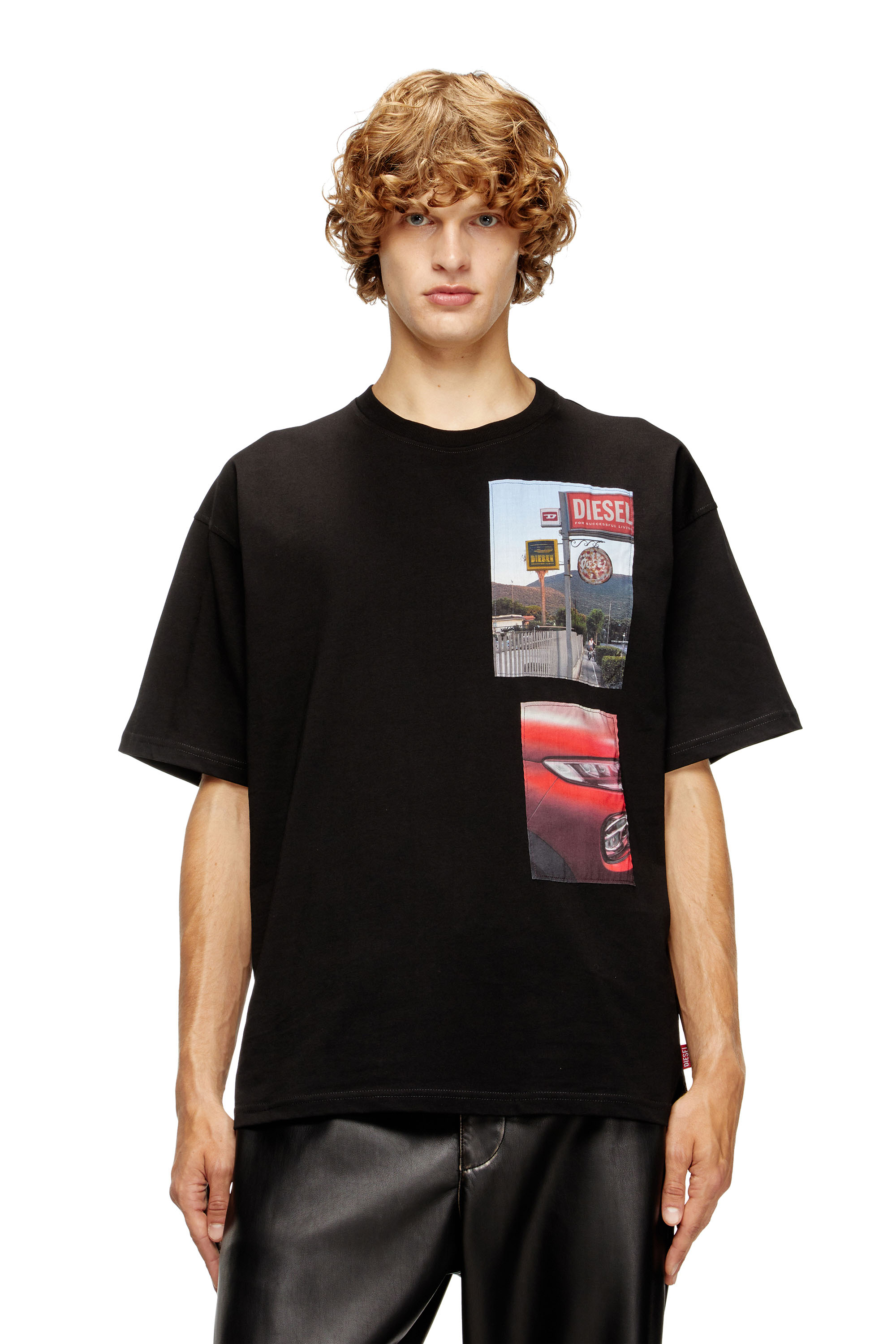 Diesel - T-BOXT-T3, Man's T-shirt with logo photo patches in Black - 1