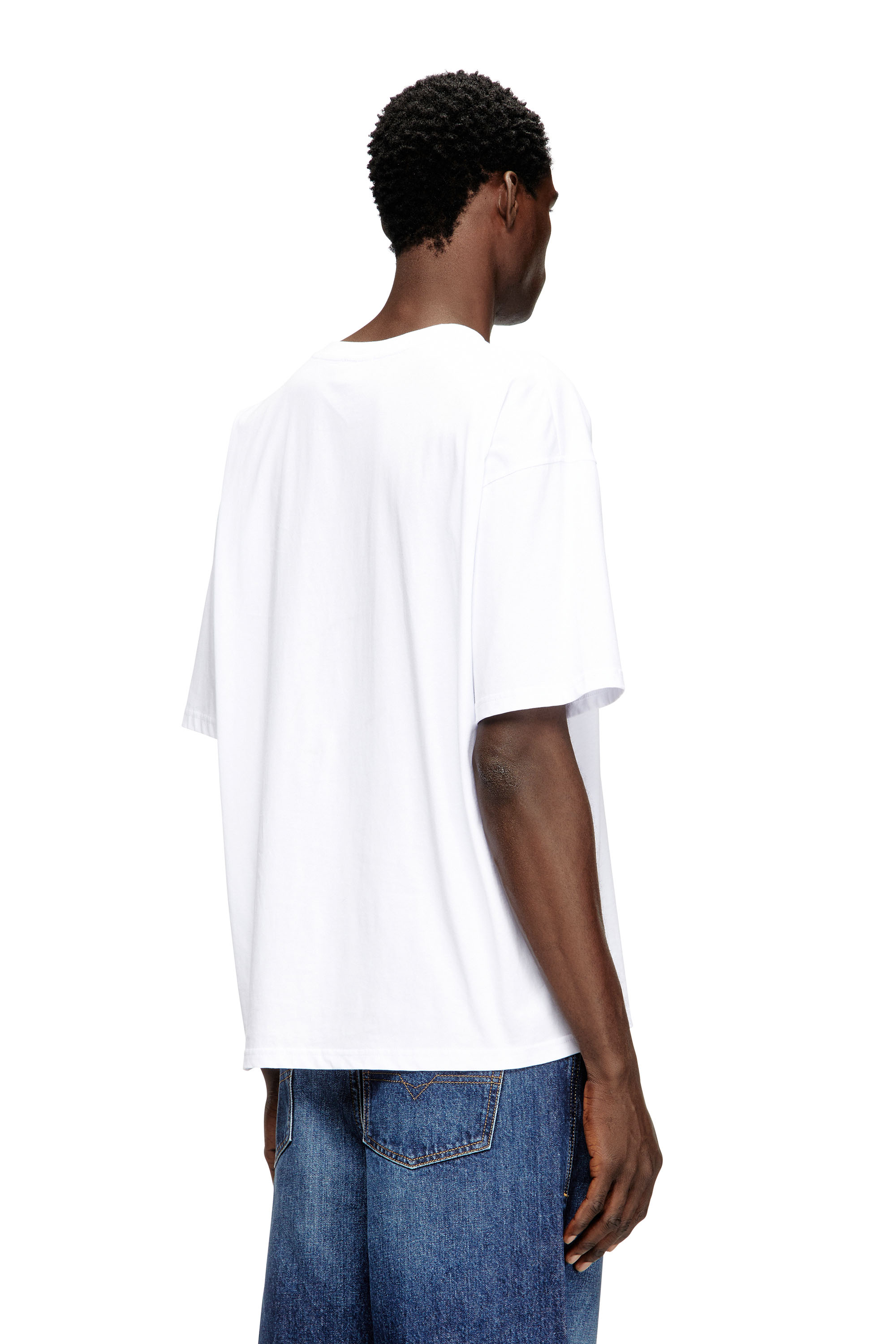 Diesel - T-BOXT-DCO, T-shirt en coton décontractée avec broderie Oval D Homme in Blanc - 4