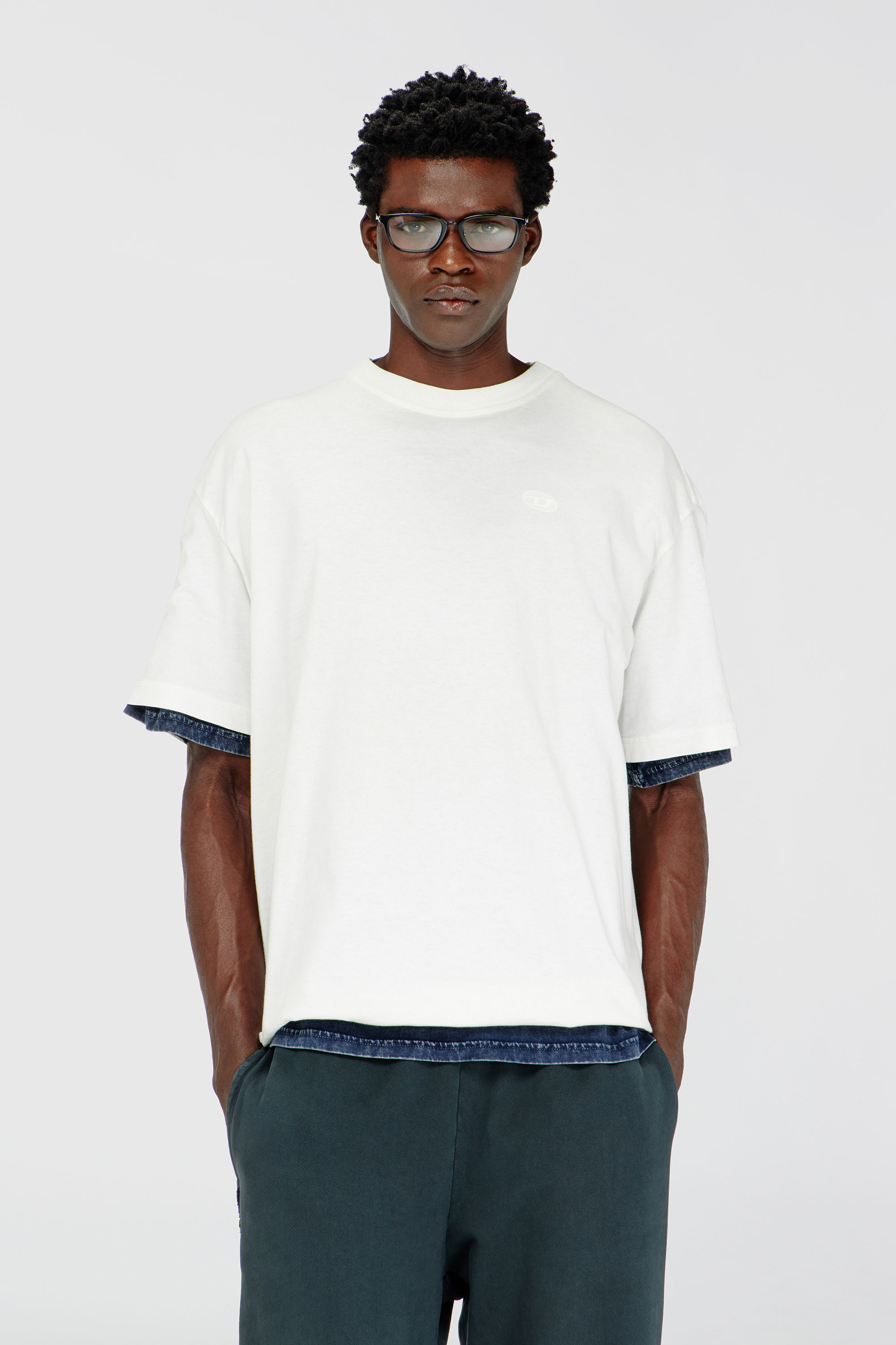 Diesel - T-BOGGY-MEGOVAL-D, Man's T-shirt with maxi oval D embroidery in White - 1
