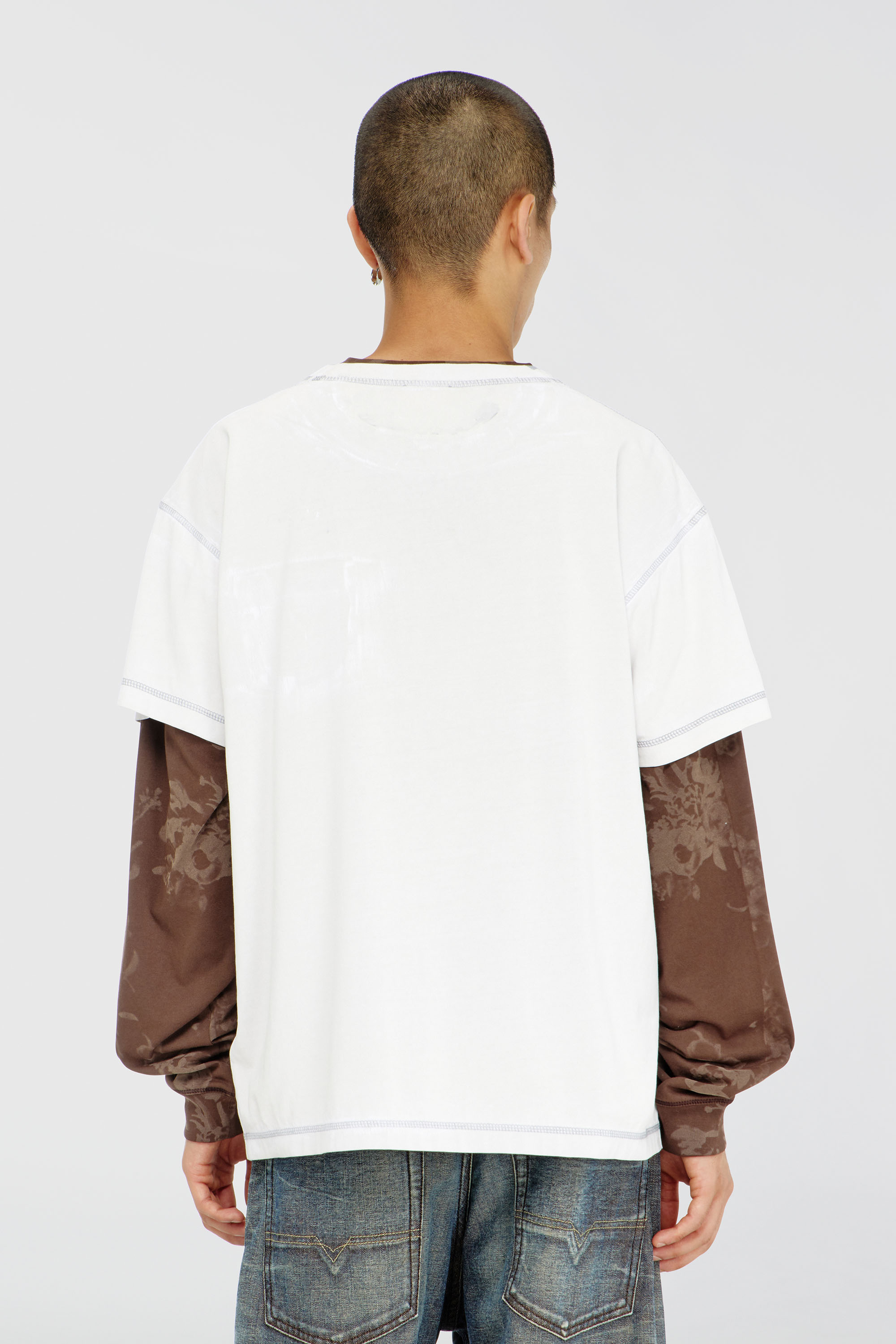 Diesel - T-NORM-POCKET-AA1, T-shirt avec poche poitrine et imprim&eacute; graphique Homme in Blanc - 4
