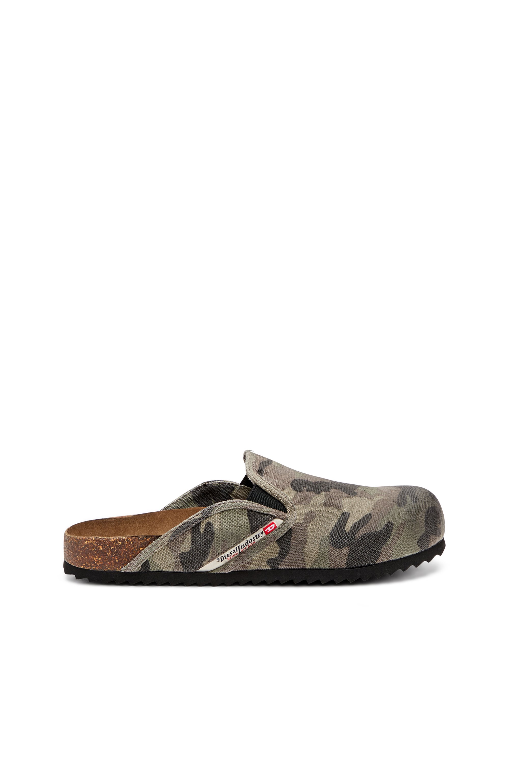 Diesel - D-WOODSTOCK SLIP-ON, Mules en toile avec imprimé camouflage Homme in Vert - 1