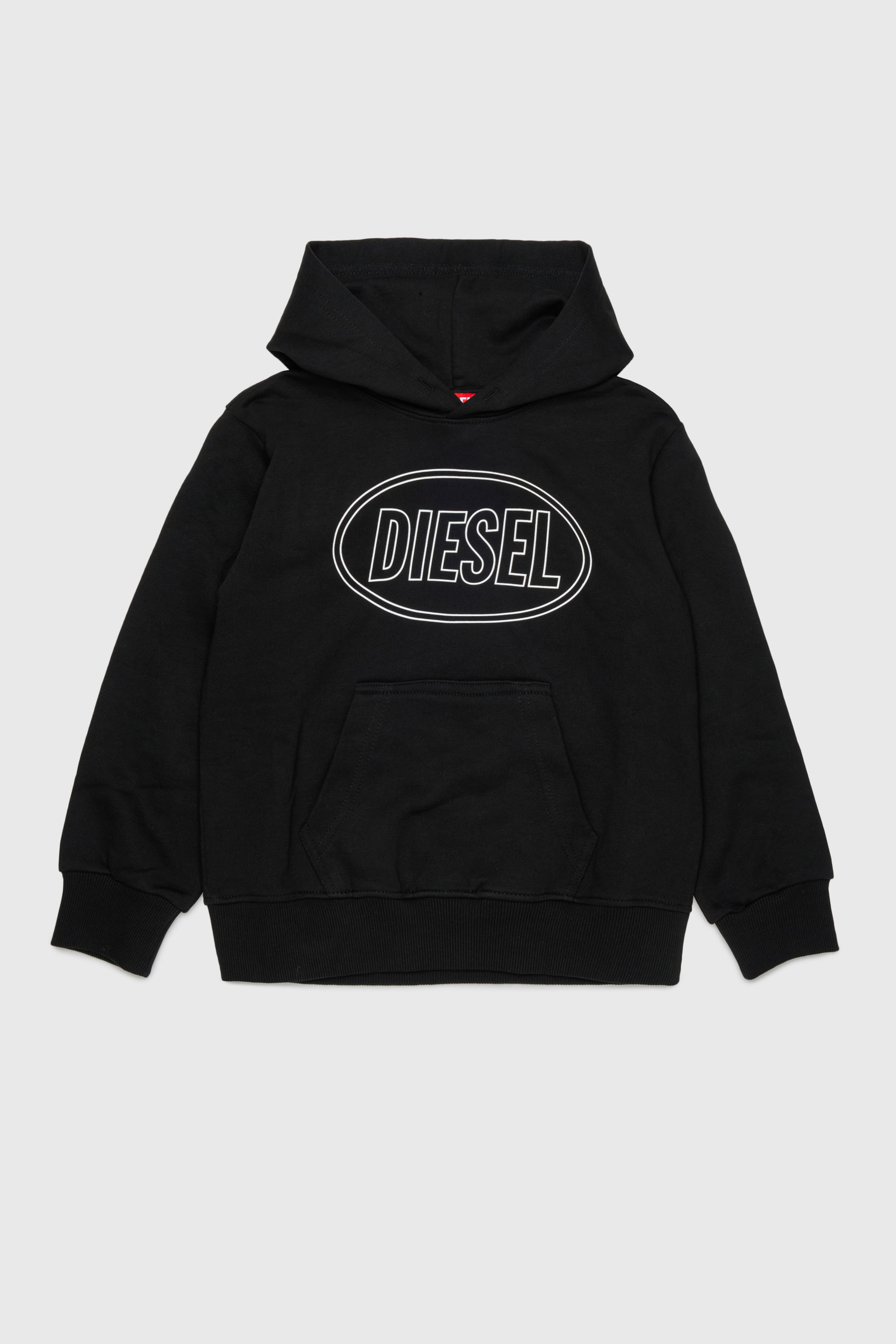 Diesel - SCIRCLEHOOD OVER, Sweat &agrave; capuche avec imprim&eacute; logo Diesel Homme in Noir - 1