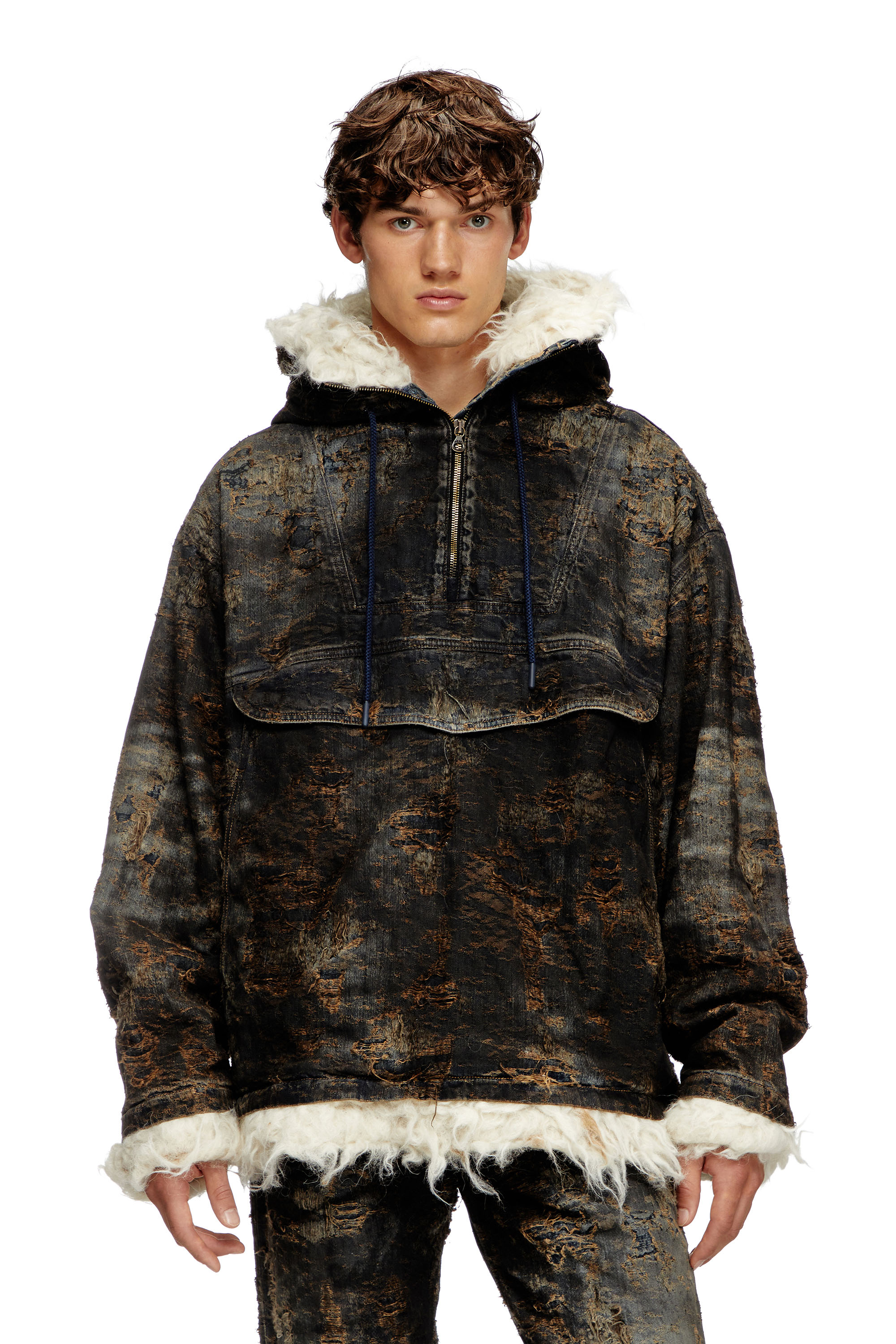 Diesel - D-ARAK-FSF, Anorak en denim jacquard enduit Mixte in Polychrome - 1