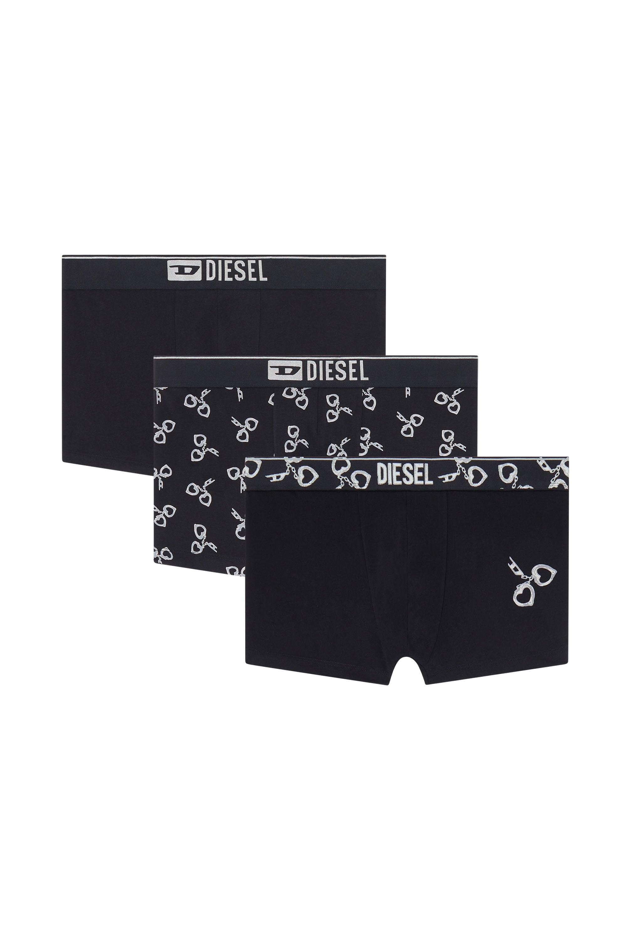 Diesel - DAMIEN-GFT-3PACK, Lot de trois boxers avec motif menottes Homme in Noir - 1