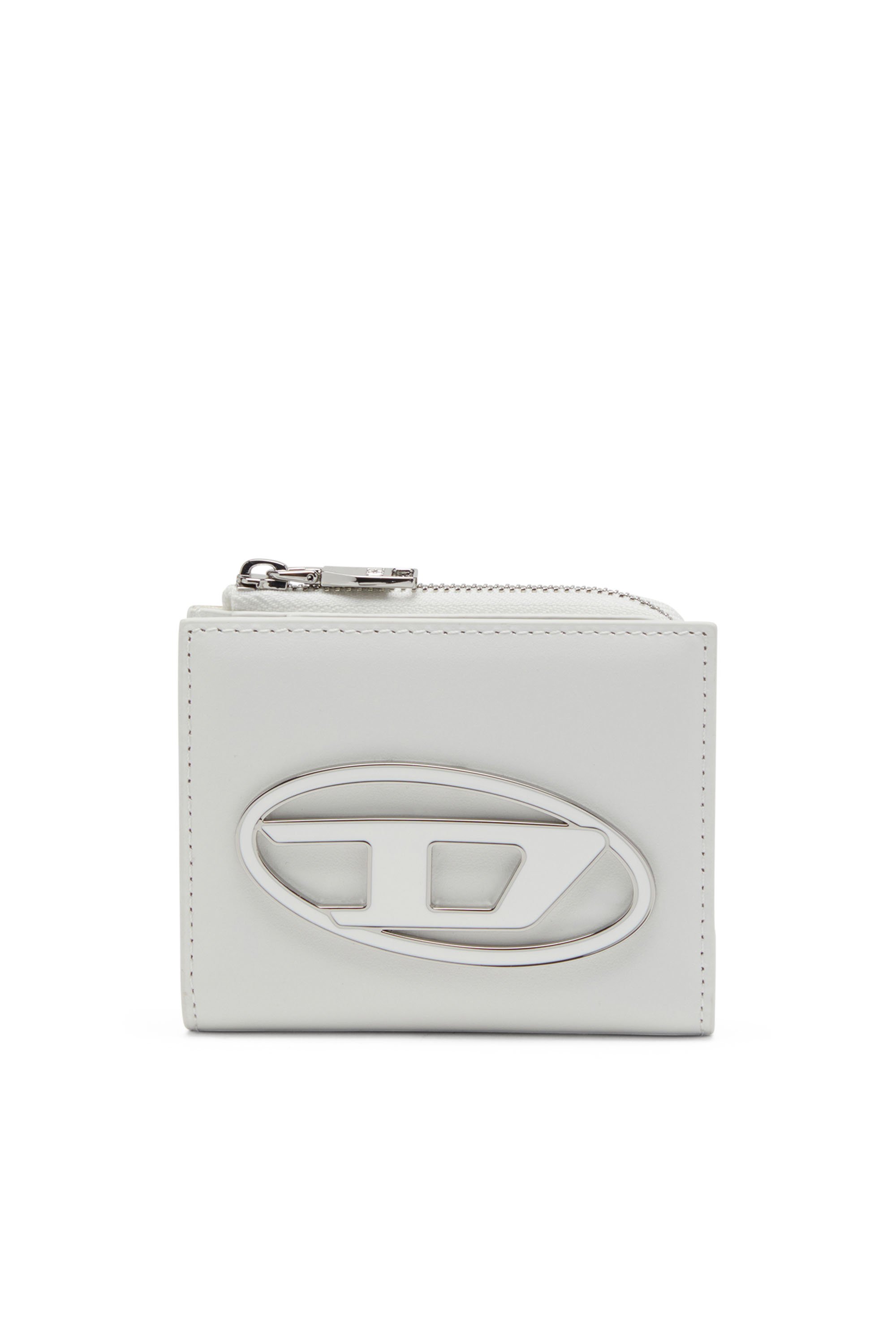 Diesel - 1DR CARD HOLDER ZIP L, Femme Porte-cartes à deux volets en cuir nappa in Blanc - Image 1