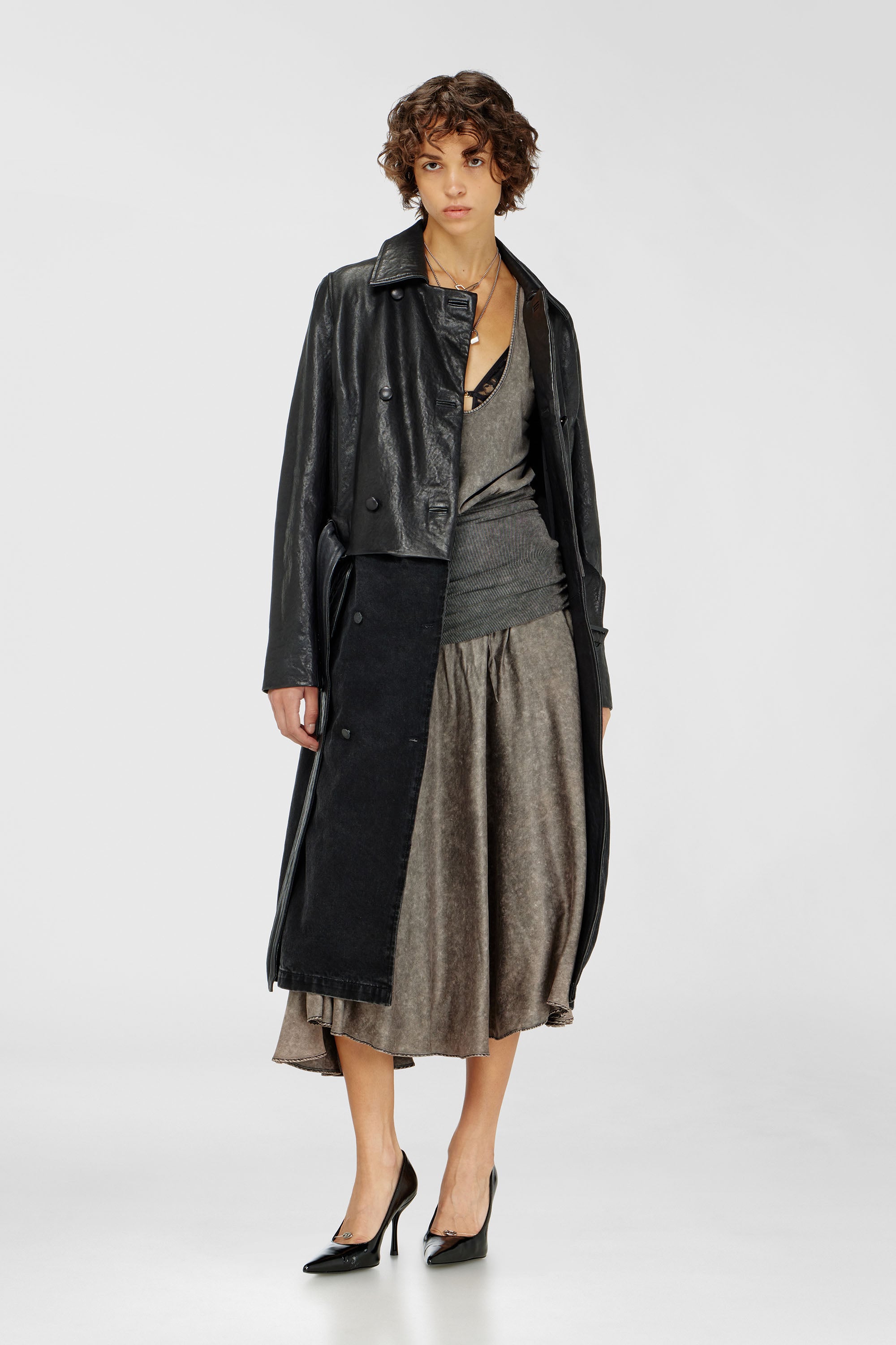 Diesel - D-SYA, Robe midi avec section de taille torsad&eacute;e Femme in Gris - 2