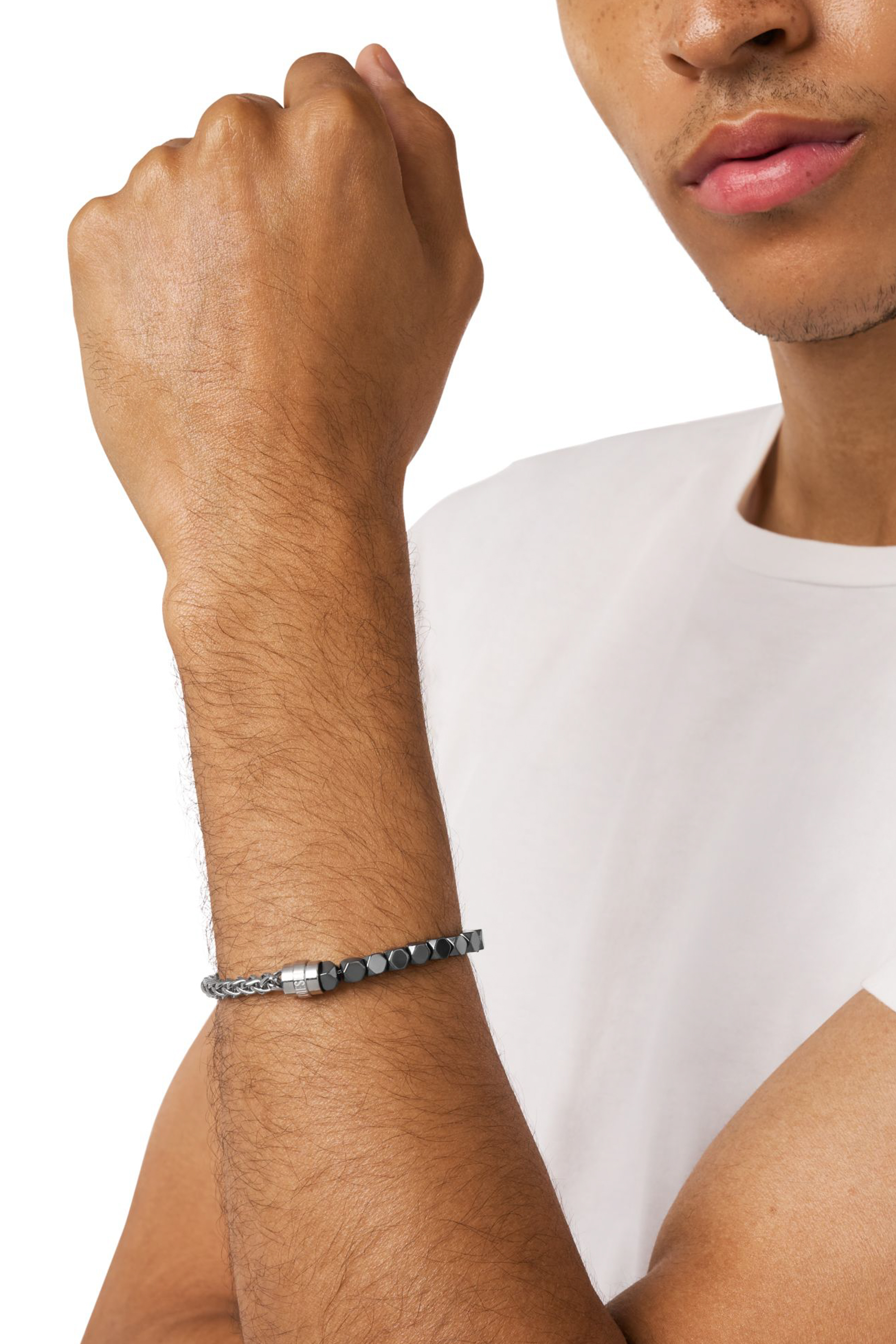 Diesel - DX1647931 JEWELLERY, Unisex's Stainless steel and hematite beaded bracelet in Silver/Black - 3