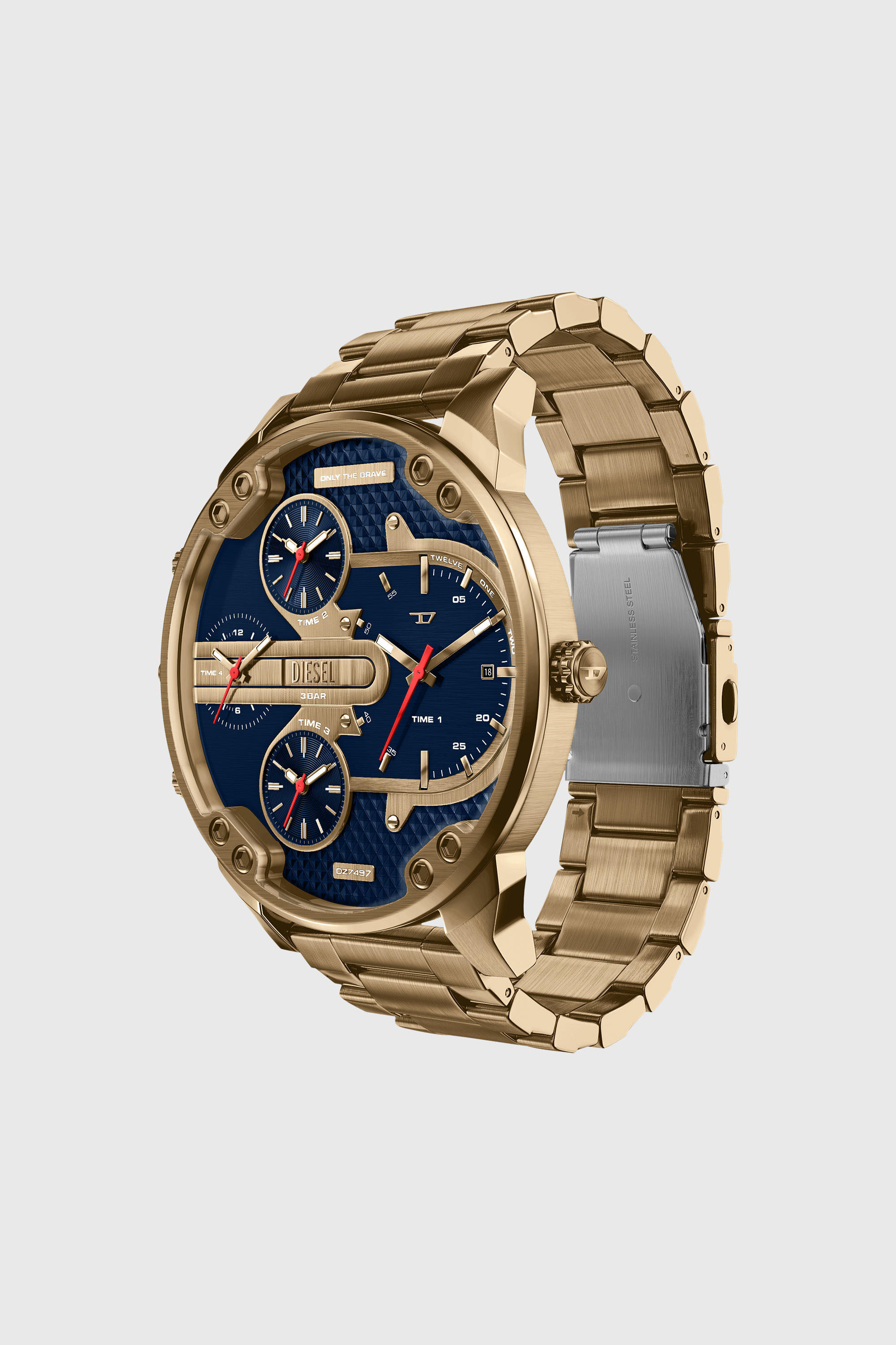 Diesel - DZ7497 WATCH, Montre Mr. Daddy Slim avec date en acier inoxydable finition or vieilli Homme in Dor&eacute; - 5