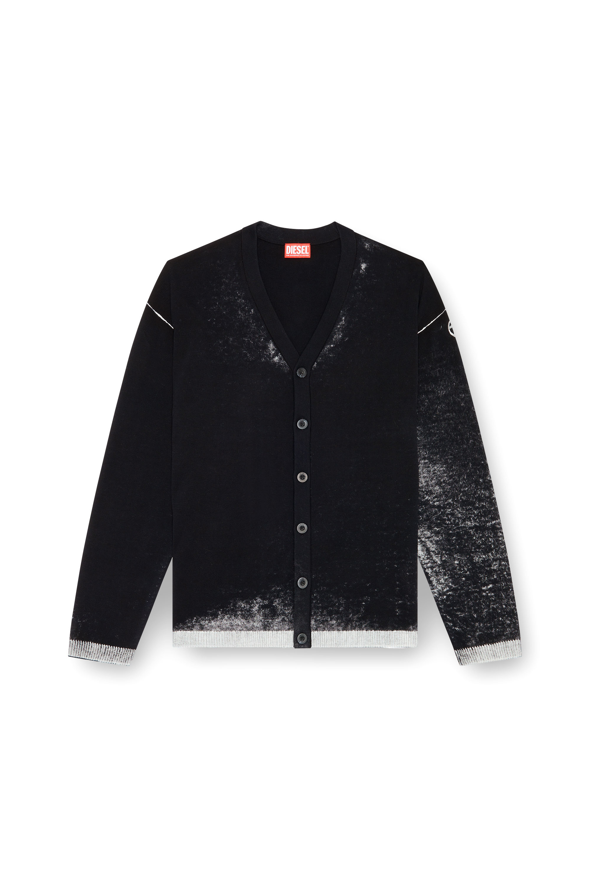 Diesel - K-LARENCE-CARDIGAN-B, Cardigan en coton avec imprimé inversé Homme in Noir - 3