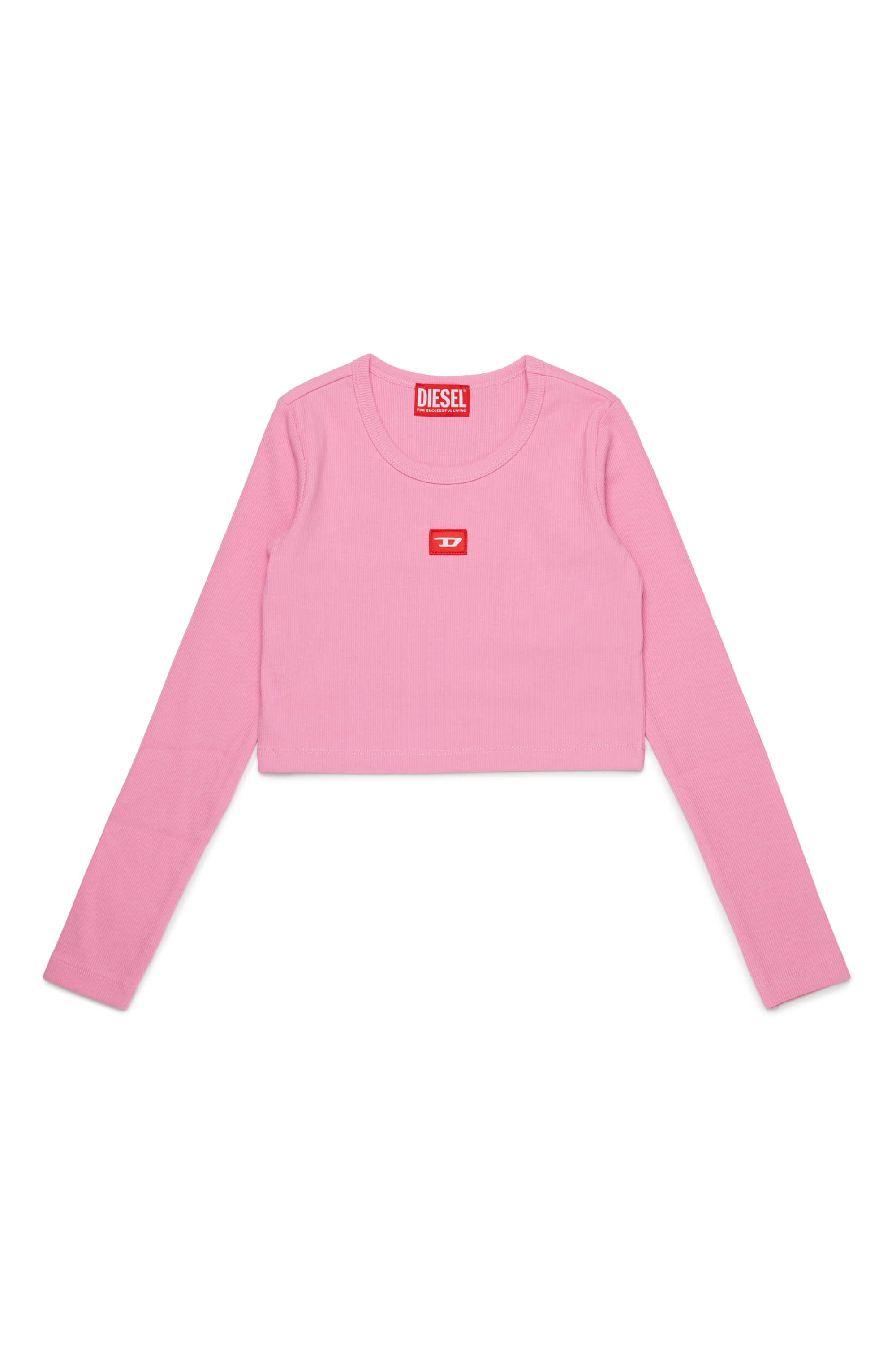 Diesel - TBALLETD, T-shirt en coton avec logo contrasté Femme in Rose - 1