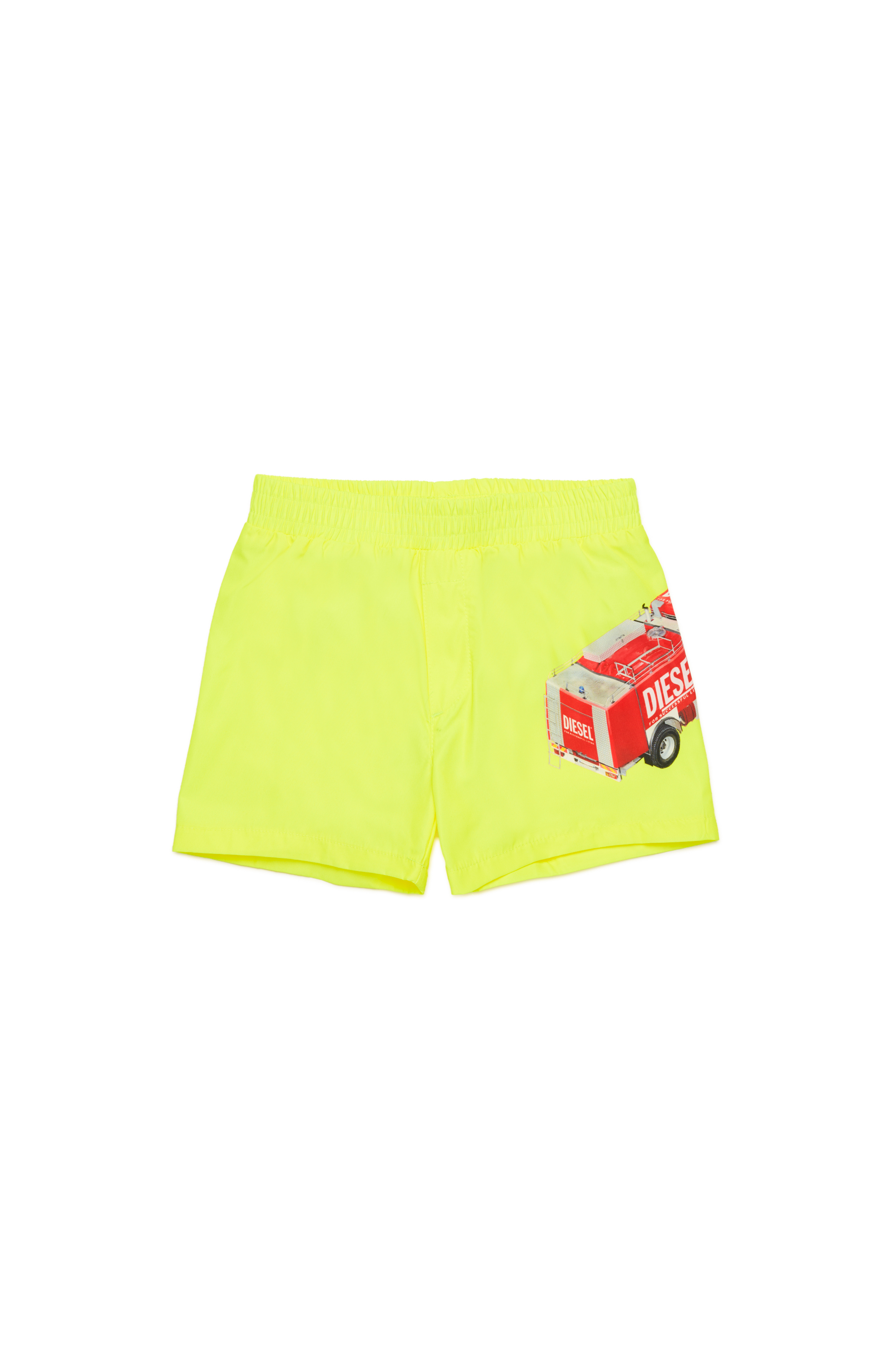 Diesel - MIPERRIB, Short de bain avec imprimé camion de pompiers Homme in Jaune - 1