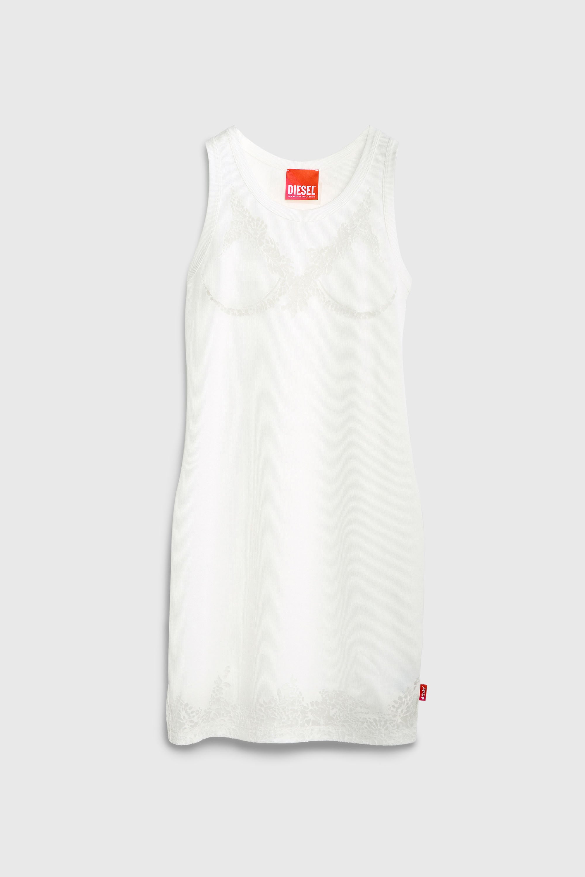 Diesel - PR-D-ANKI-LACE-R, Robe mini tank effet dentelle d&eacute;vor&eacute;e Femme in Blanc - 3