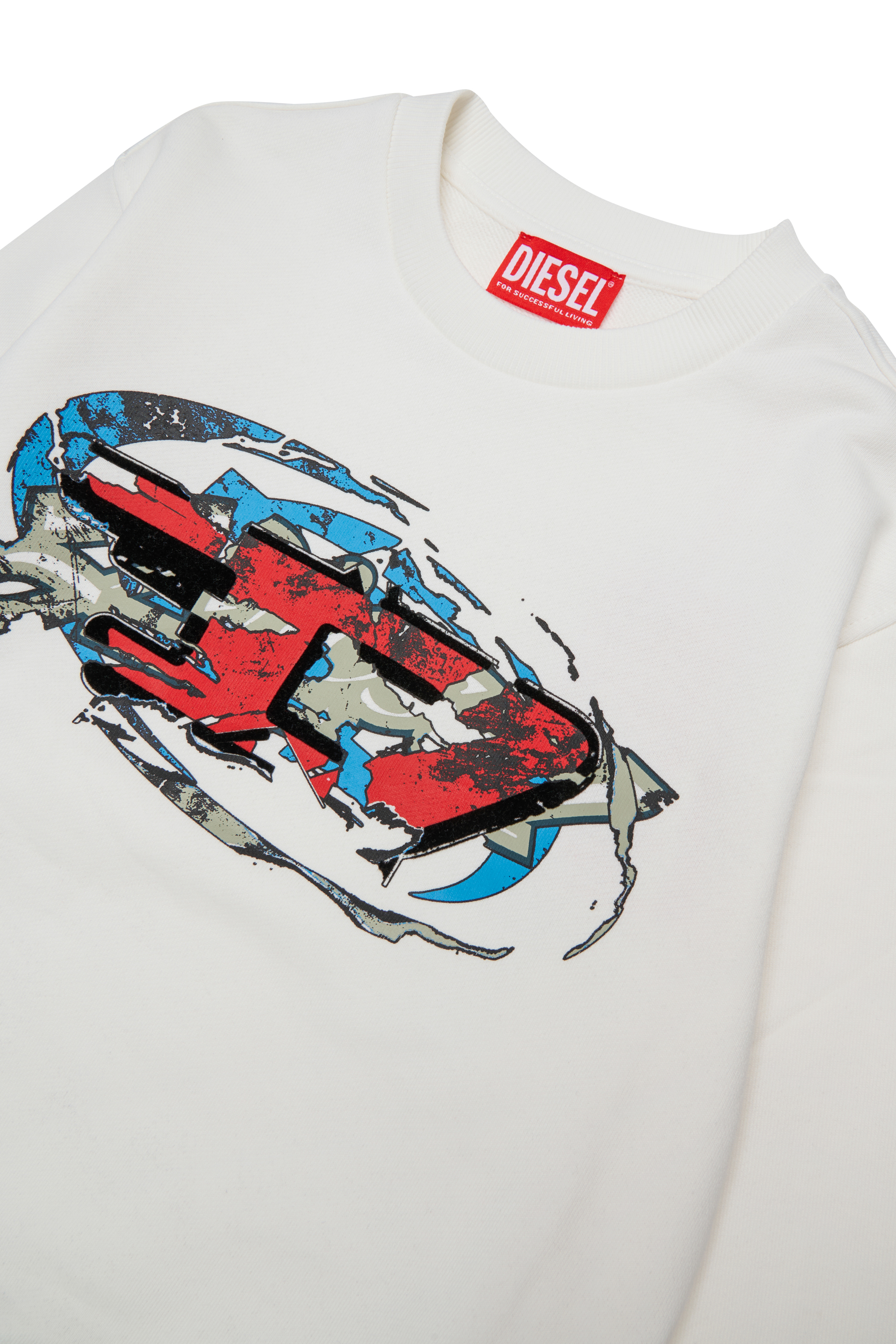 Diesel - SCRAP OVER, Sweat-shirt avec imprim&eacute; graphique Oval D Homme in Blanc - 3