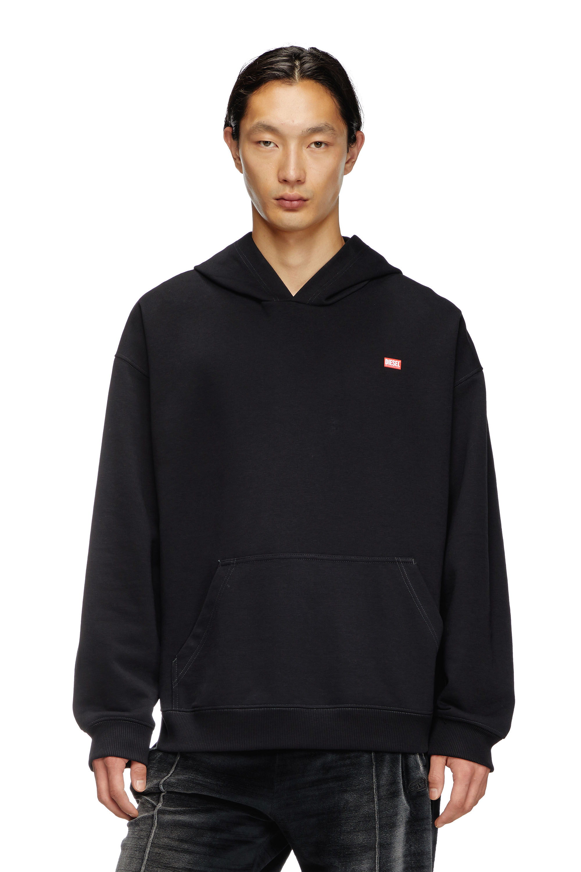 Diesel - S-BOXT-HOOD-R11, Sweat-shirt à capuche avec imprimé du défilé Homme in Noir - 1