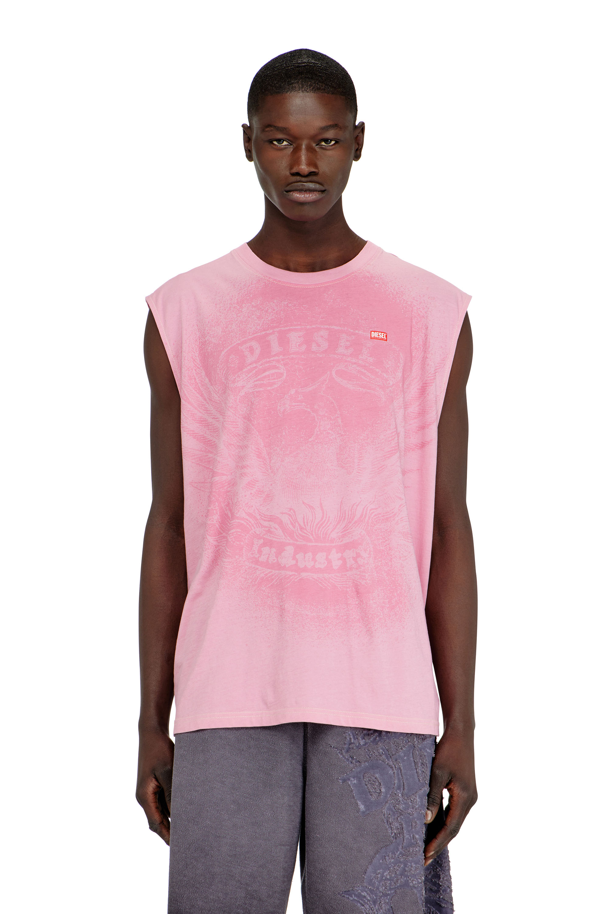 Diesel - T-BOXT-SL-NOTCH, D&eacute;bardeur en coton avec motif ton sur ton Homme in Rose - 3