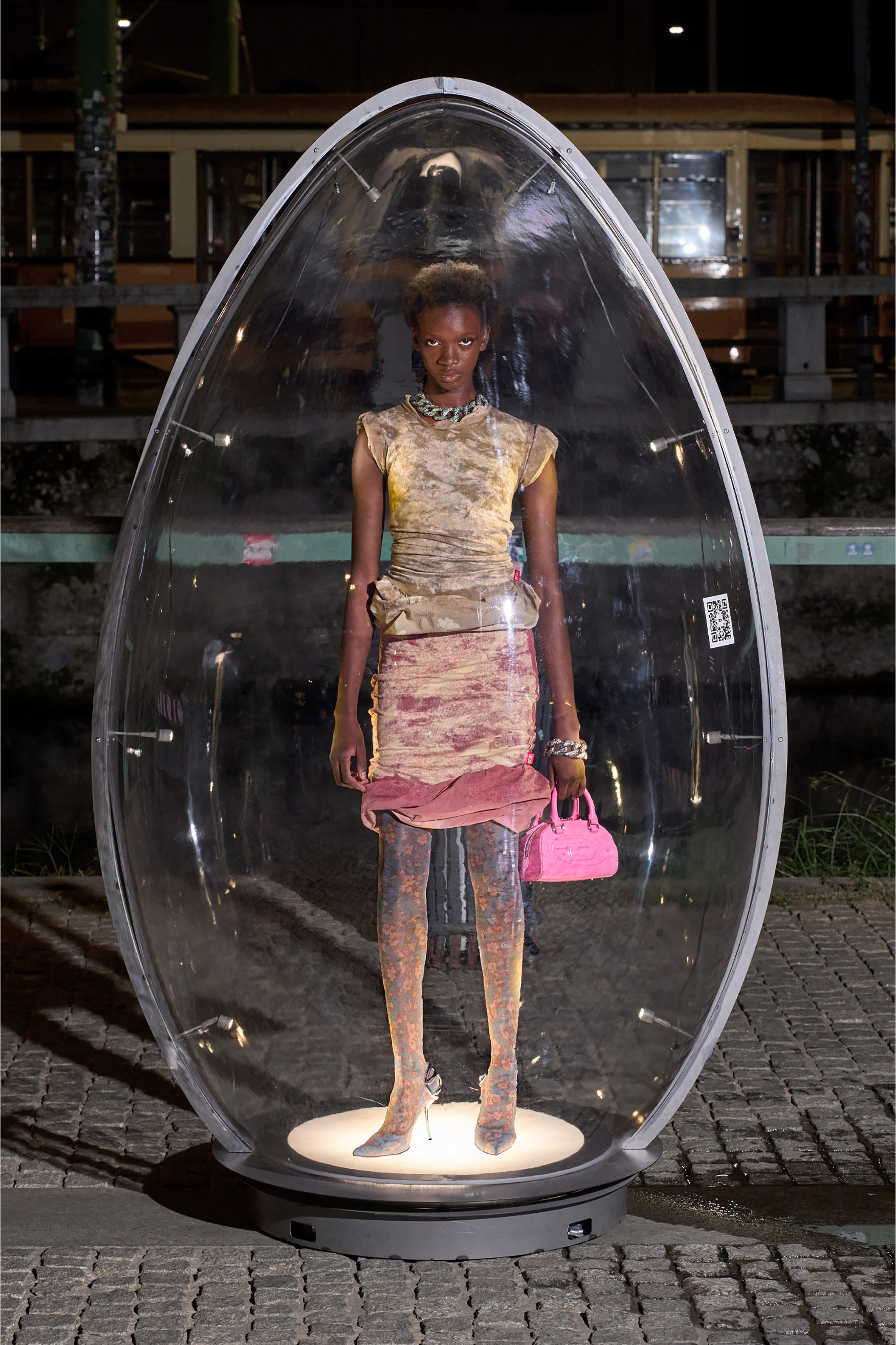 Diesel - T-ORY, Haut superpos&eacute; avec effet blanchi Femme in Vert - 3