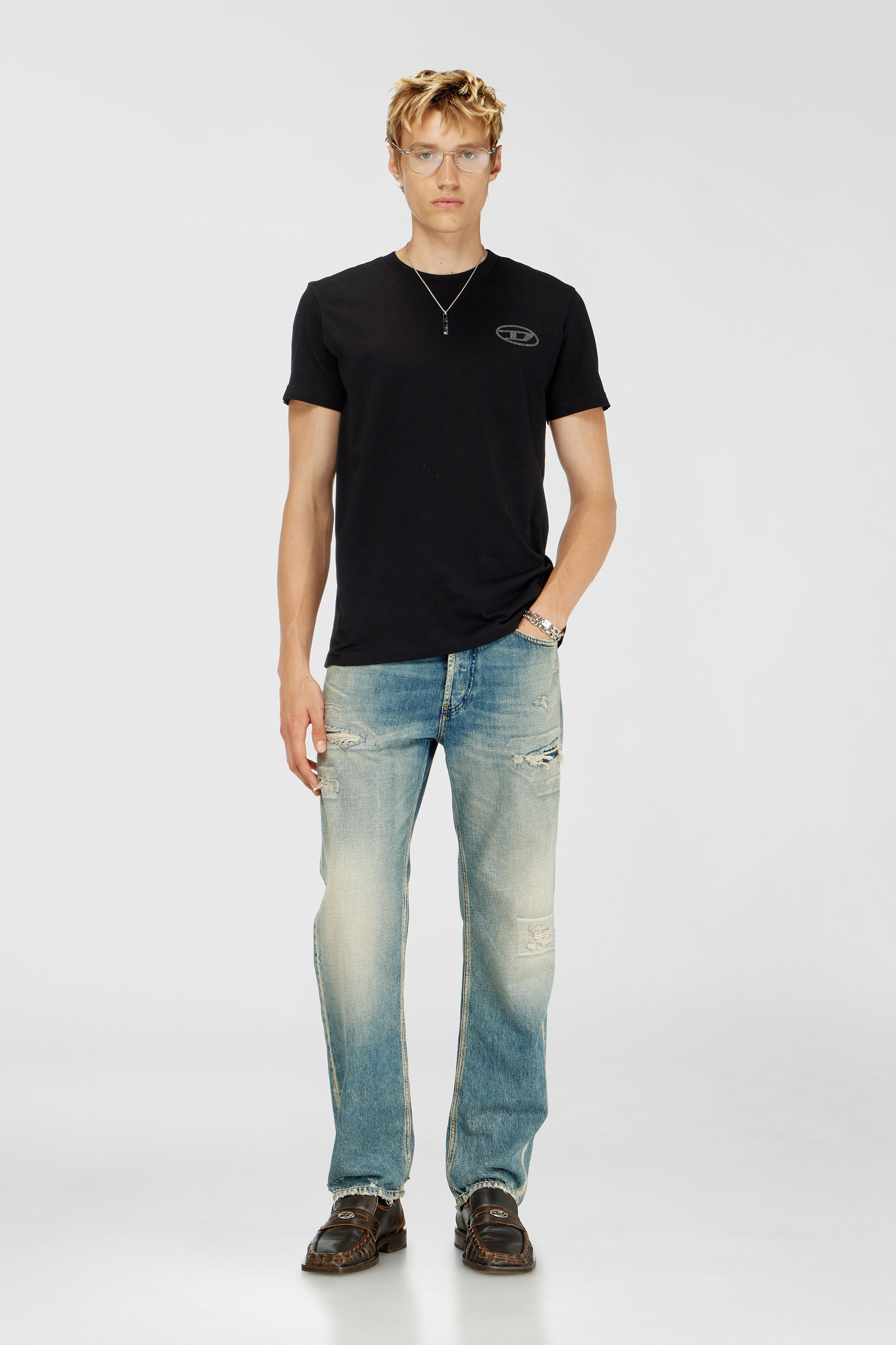 Diesel - T-DIEGO-T92, T-shirt en coton avec logo Oval D Homme in Noir - 2