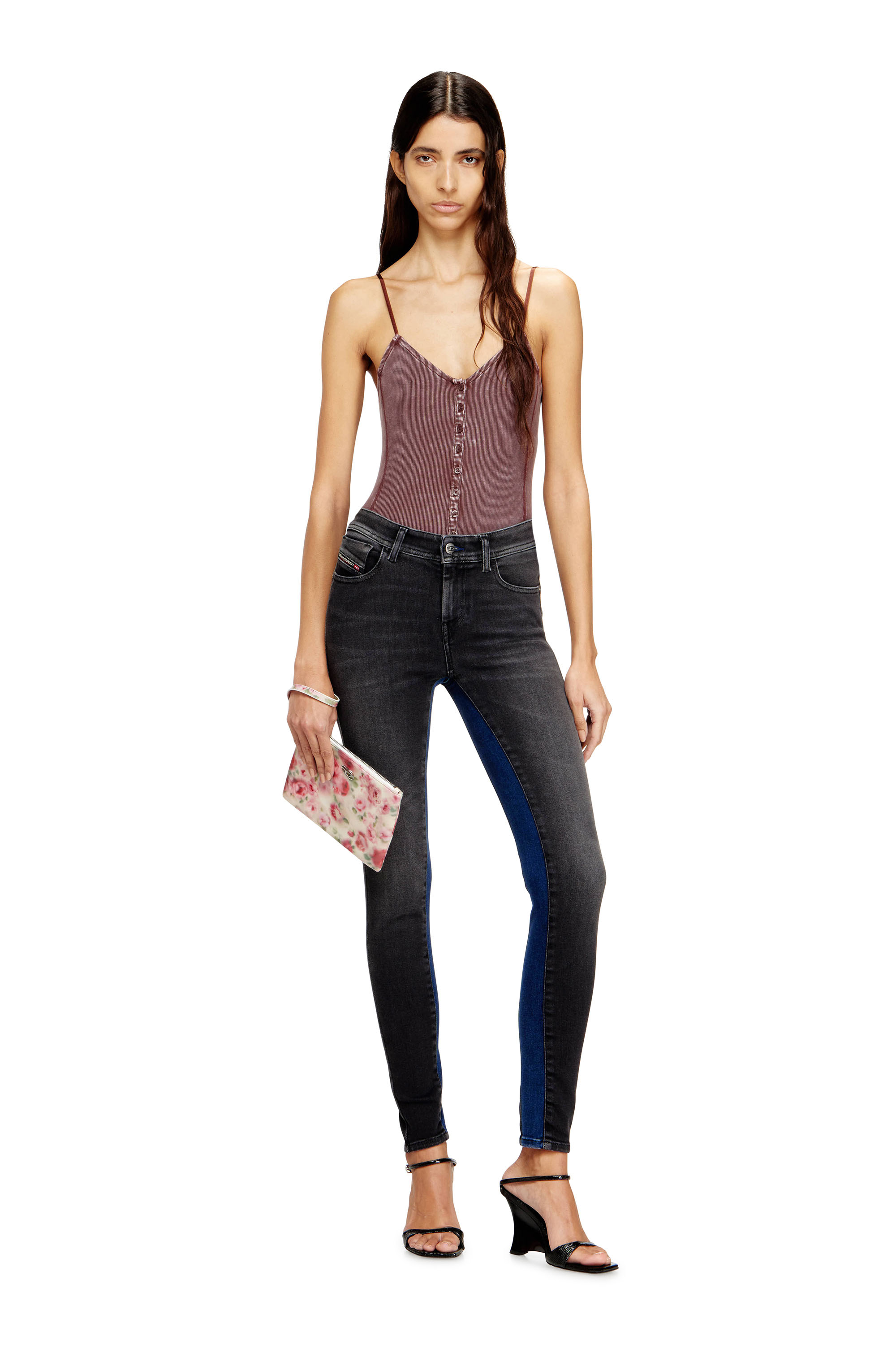 Diesel - Skinny Jeans 2017 Slandy 09N14 Femme, Noir/Gris fonc&eacute; - Image 1