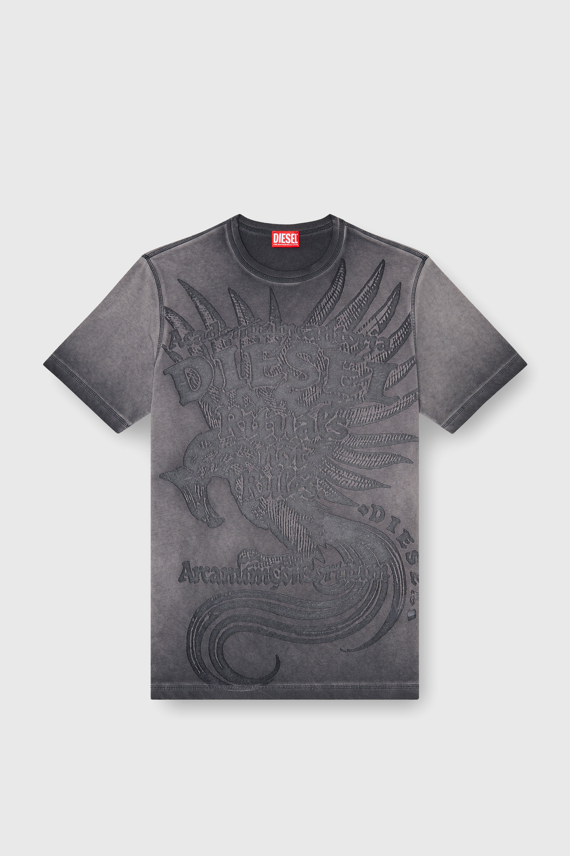 Diesel - T-RAWJUST-AA1, Man's Jersey T-shirt with embossed graphic in Dark grey - 2