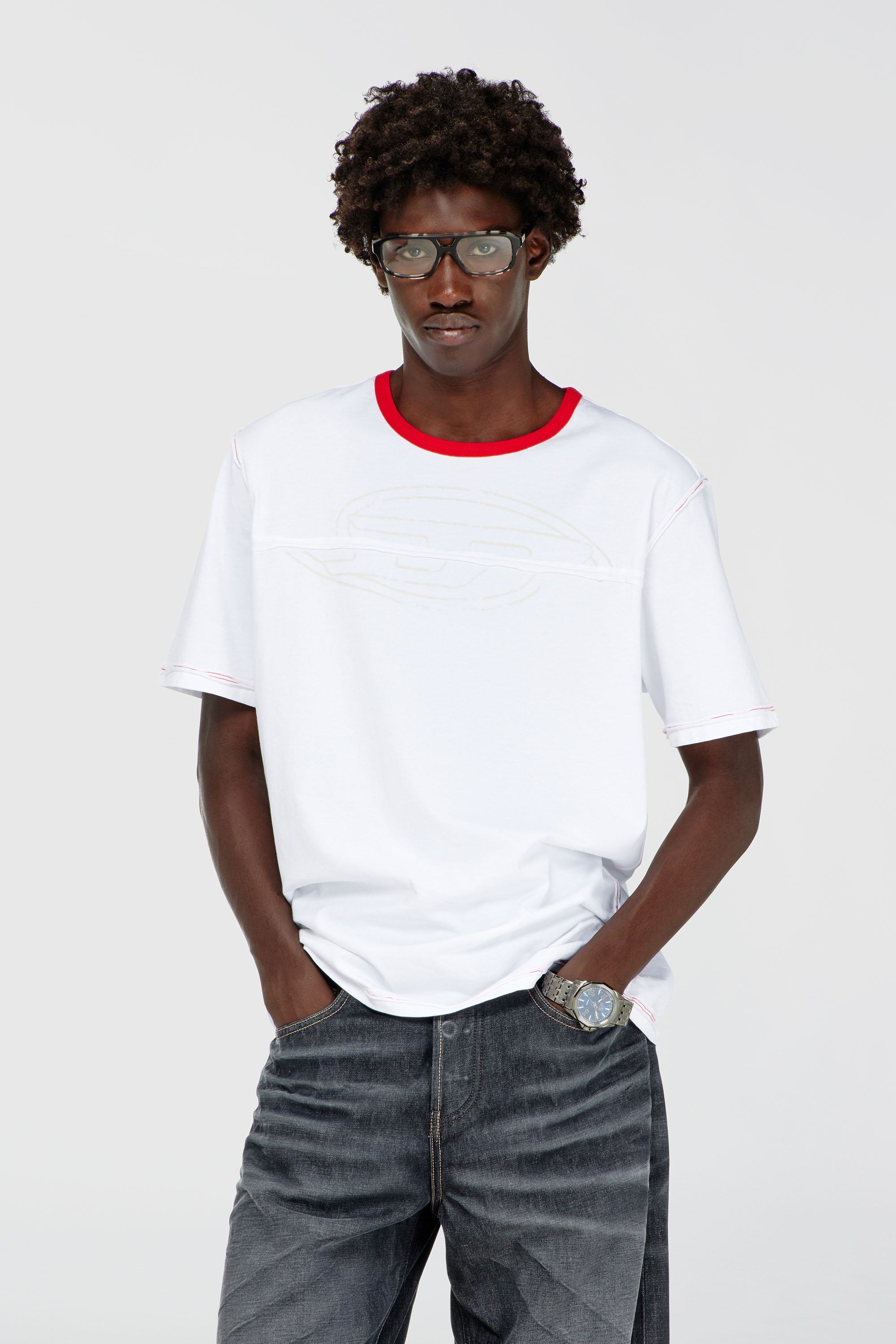 Diesel - T-ADJUST-CUT-OD, T-shirt avec Oval D sectionn&eacute; Homme in ToBeDefined - 2