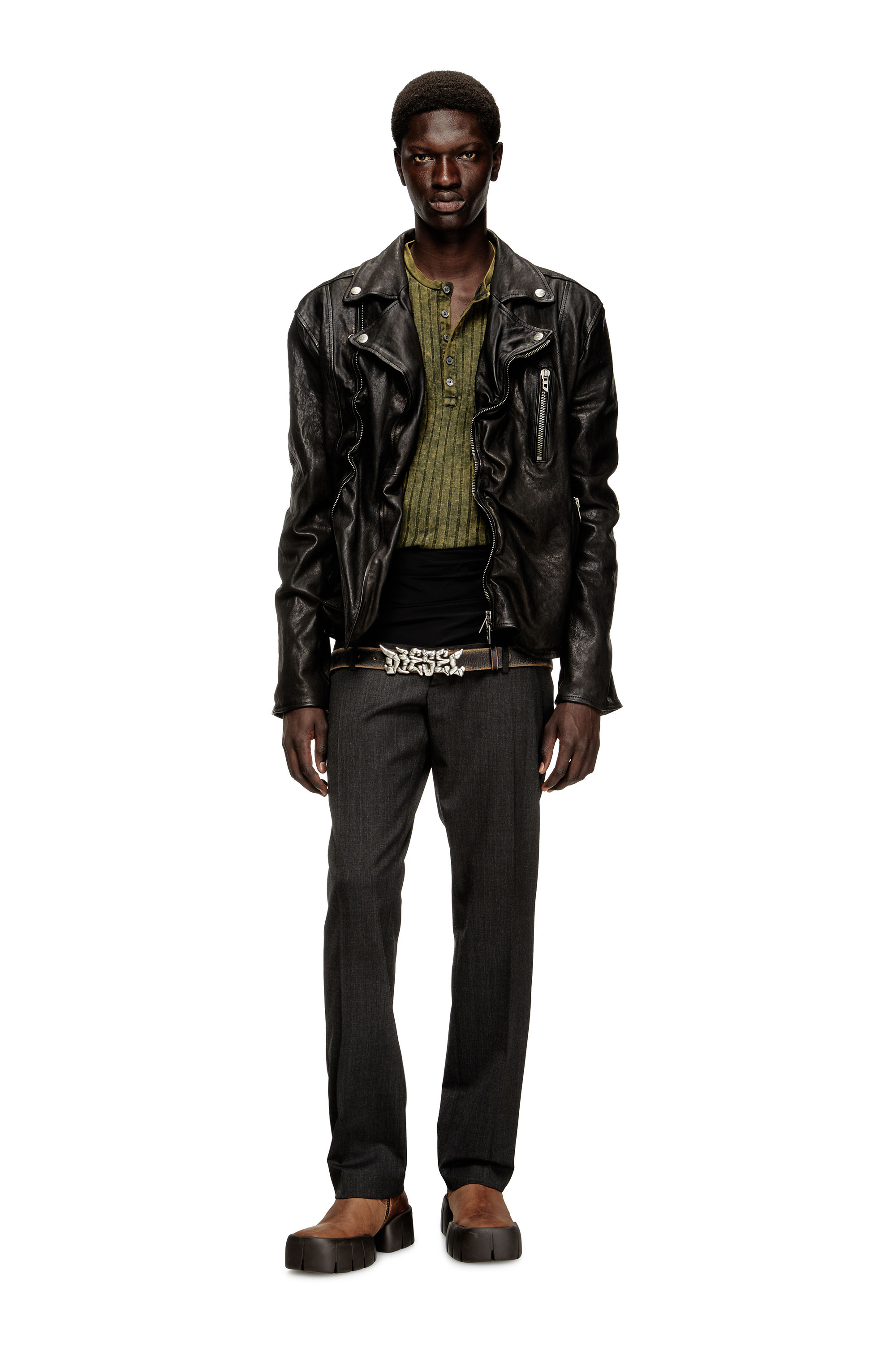 Diesel - P-AUREL-1, Pantalon en laine avec taille élastique Homme in Gris - 1